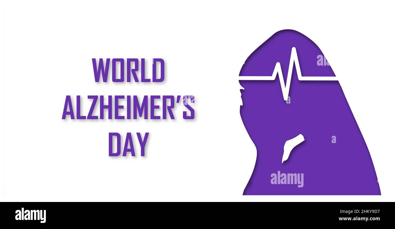 Silhouette de personnes âgées dans un style coupé en papier avec ombre.Espace pour votre bannière de texte.Journée mondiale de la maladie d'Alzheimer.Concept maladie d'Alzheimer septembre 21.V Illustration de Vecteur
