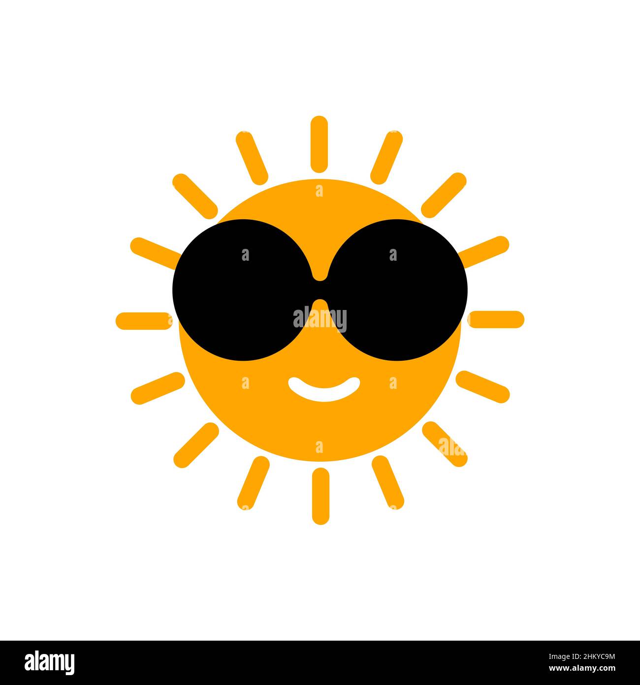 Soleil en lunettes de soleil, logo été.Icône soleil avec rayons.Visage  souriant vectoriel Image Vectorielle Stock - Alamy
