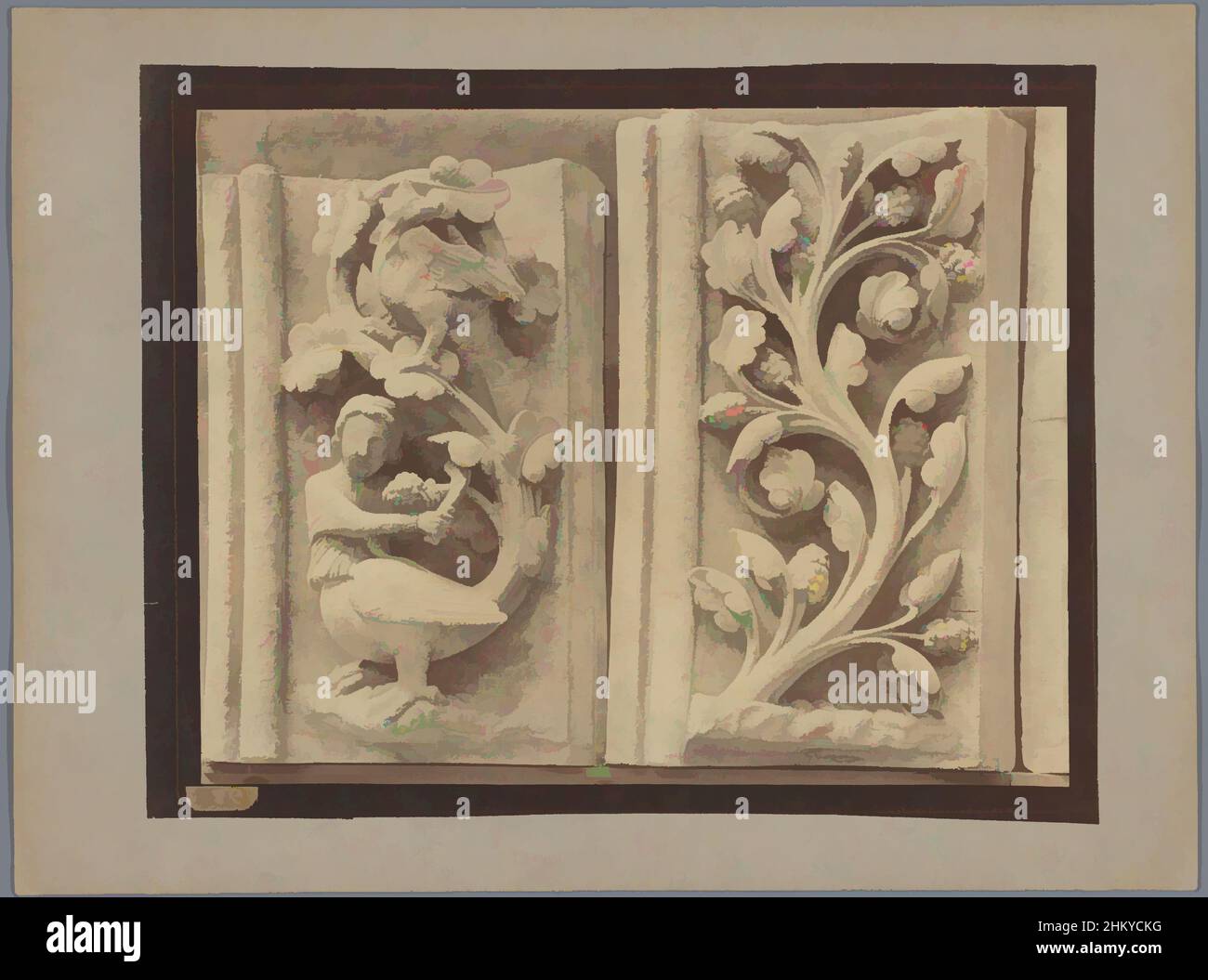 Art inspiré par deux reliefs, 1850 - 1900, carton, imprimé albumine, hauteur 259 mm × largeur 345 mm, oeuvres classiques modernisées par Artotop avec une touche de modernité. Formes, couleur et valeur, impact visuel accrocheur sur l'art émotions par la liberté d'œuvres d'art d'une manière contemporaine. Un message intemporel qui cherche une nouvelle direction créative. Artistes qui se tournent vers le support numérique et créent le NFT Artotop Banque D'Images