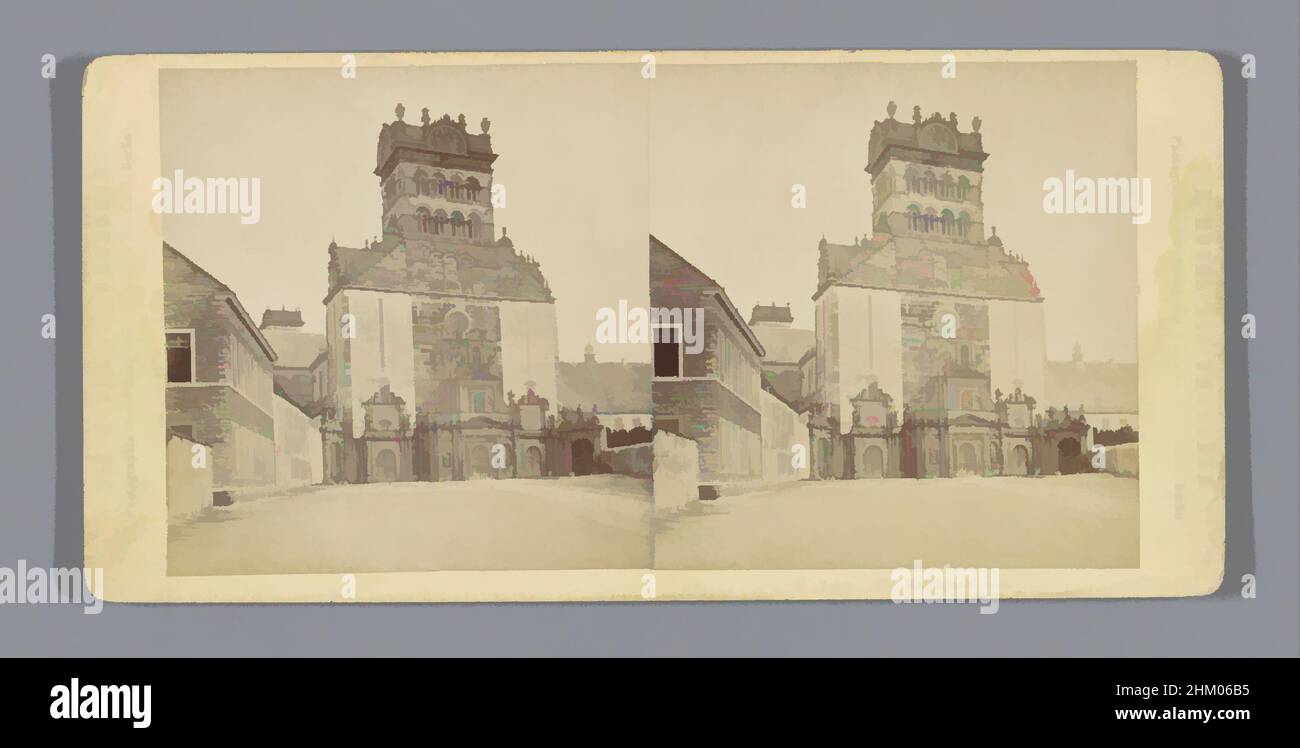 Art inspiré par la façade avant de l'abbaye bénédictine de Saint-Matthias à Trèves, Trèves. Die Matthiaskirche, Die Mosel und Umgegend (titre de la série), Sophus Williams, éditeur: Sophus Williams, Trier, éditeur: Berlin, 1881, carton, imprimé albumine, hauteur 85 mm × largeur 170 mm, oeuvres classiques modernisées par Artotop avec une touche de modernité. Formes, couleur et valeur, impact visuel accrocheur sur l'art émotions par la liberté d'œuvres d'art d'une manière contemporaine. Un message intemporel qui cherche une nouvelle direction créative. Artistes qui se tournent vers le support numérique et créent le NFT Artotop Banque D'Images
