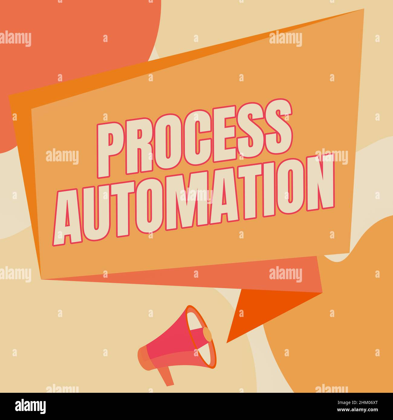 Signalétique manuscrite automatisation du processus. Transformation conceptuelle de la photo robotique rationalisée pour éviter la redondance de la mise en plan de mégaphone parler à la boîte de conversation Banque D'Images