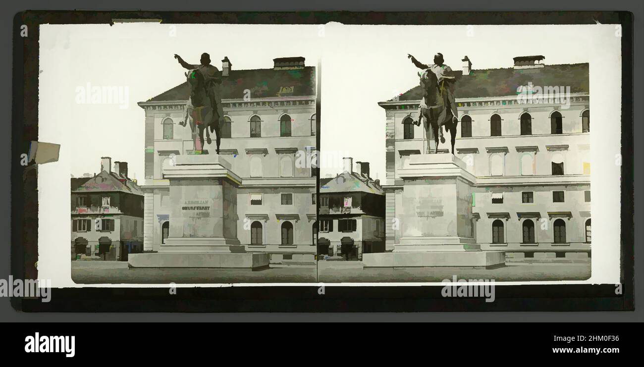 Art inspiré par la statue équestre de Maximilian I de Bavière à Wittelsbacherplatz à Munich, Maximilien à Munich, München, 1860 - 1890, verre, Diapositive, hauteur 85 mm × largeur 170 mm, œuvres classiques modernisées par Artotop avec une touche de modernité. Formes, couleur et valeur, impact visuel accrocheur sur l'art émotions par la liberté d'œuvres d'art d'une manière contemporaine. Un message intemporel qui cherche une nouvelle direction créative. Artistes qui se tournent vers le support numérique et créent le NFT Artotop Banque D'Images