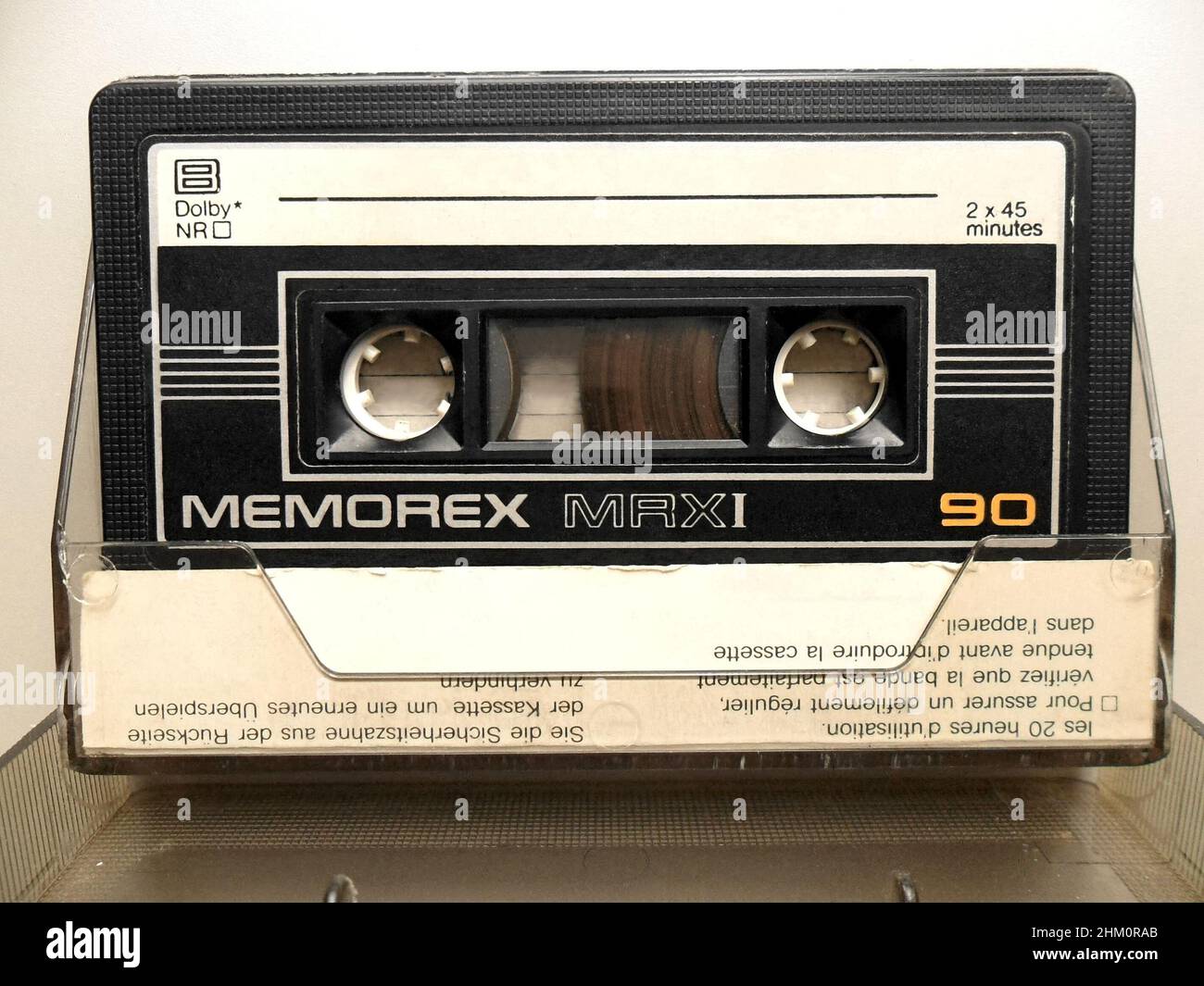 Memorex MRX1 90. cassette de musique vierge et boîtier largement utilisés pour l'enregistrement sonore dans les années 1970 et 80 Banque D'Images