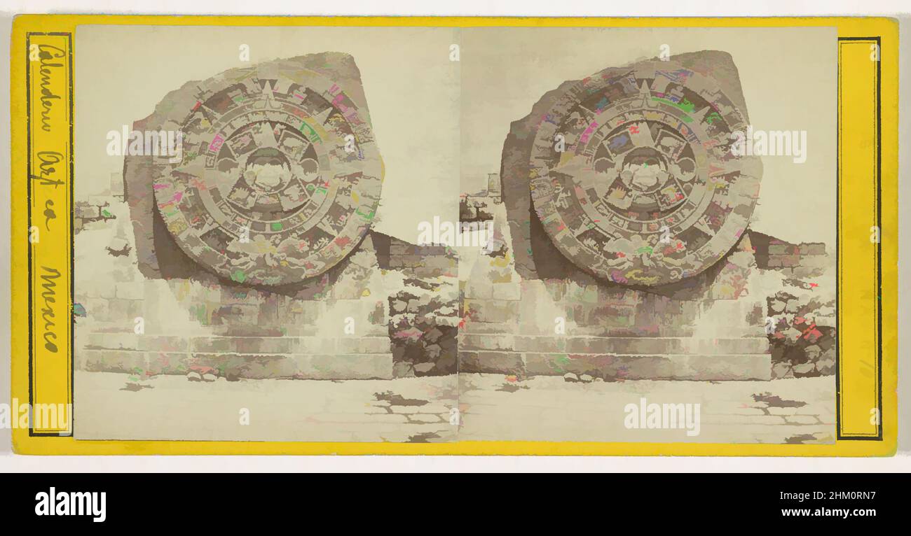 Art inspiré par Piedra del sol à Mexico, Calenderia Azteca, Mexique, Vistas Mexicanas, Abel Briquet, Mexico-Stad, 1861 - 1870, carton, papier, imprimé albumine, Hauteur 86 mm × largeur 174 mm, oeuvres classiques modernisées par Artotop avec une touche de modernité. Formes, couleur et valeur, impact visuel accrocheur sur l'art émotions par la liberté d'œuvres d'art d'une manière contemporaine. Un message intemporel qui cherche une nouvelle direction créative. Artistes qui se tournent vers le support numérique et créent le NFT Artotop Banque D'Images