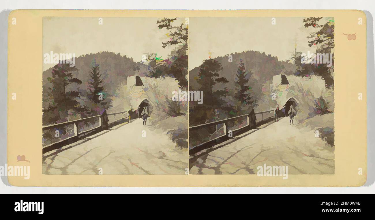 Art inspiré par la porte du château sur l'Oybin, près de Zittau, Das erste Burgthor auf dem Oybin BEI Zittau, éditeur: E. Linde & Co. (Sophus Williams), Oybin, éditeur: Berlin, 1868 - 1890, carton, Papier, imprimé albumine, hauteur 87 mm × largeur 177 mm, oeuvres classiques modernisées par Artotop avec une touche de modernité. Formes, couleur et valeur, impact visuel accrocheur sur l'art émotions par la liberté d'œuvres d'art d'une manière contemporaine. Un message intemporel qui cherche une nouvelle direction créative. Artistes qui se tournent vers le support numérique et créent le NFT Artotop Banque D'Images