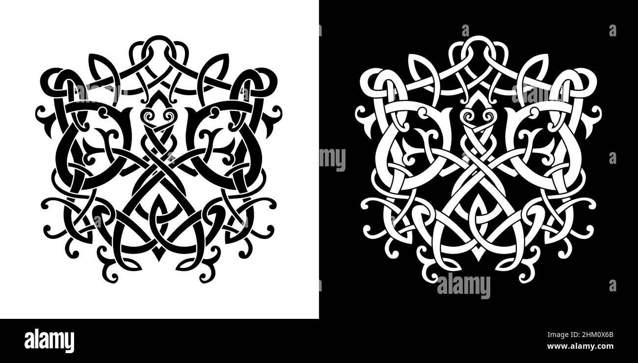 Celtic Knot et Celtic tatouage art écriture main grenouille dans le style viking isolé, dessin scandinave motif vectoriel, imprimé t-shirt Illustration de Vecteur