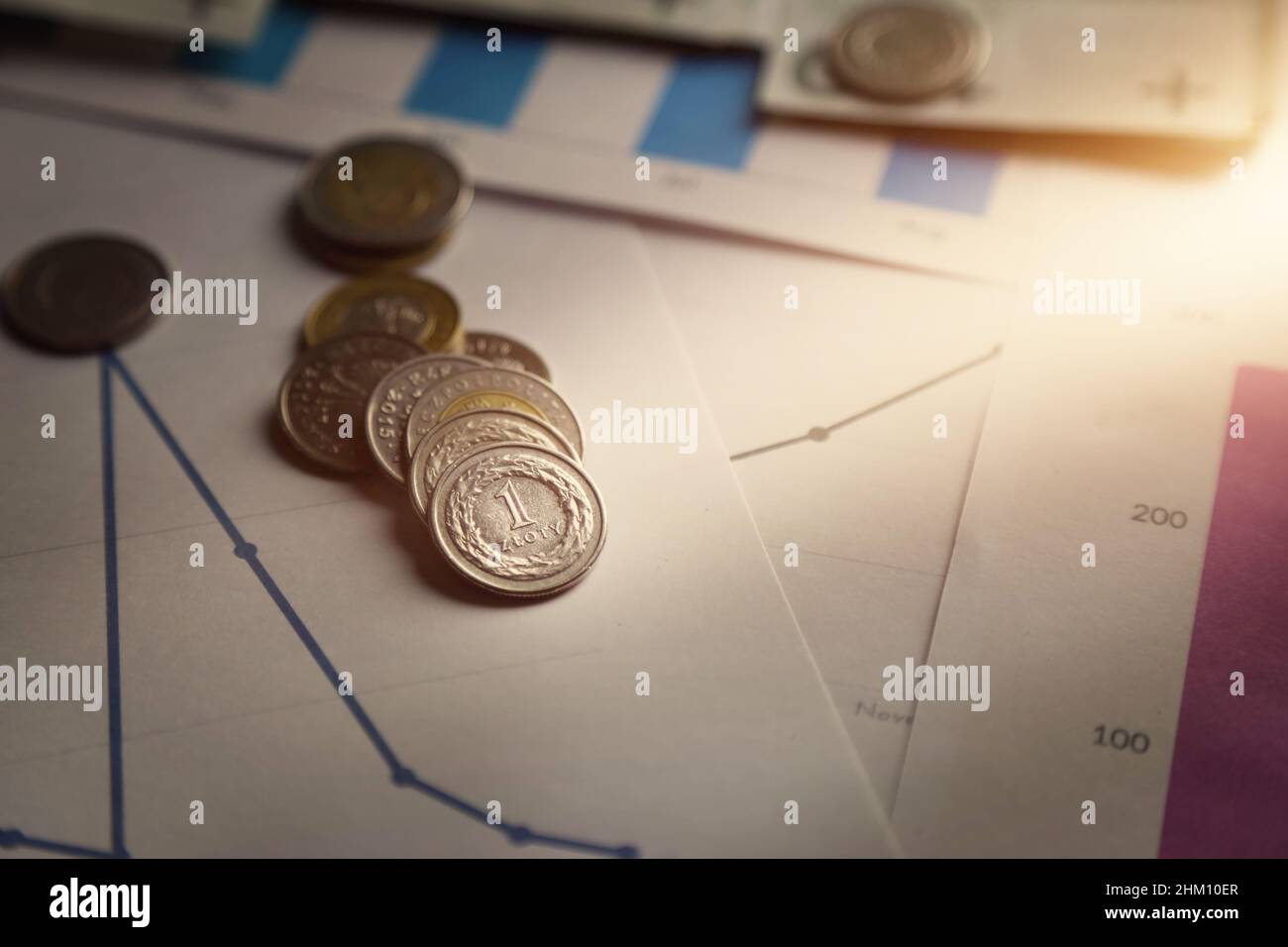 Monnaie polonaise - analyses et graphiques Banque D'Images