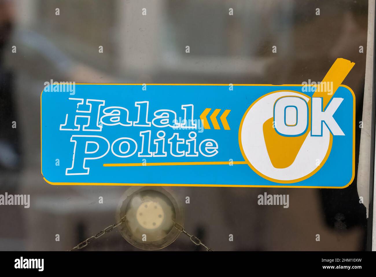 Sticker Halal police à Amsterdam pays-Bas 28-1-2022 Banque D'Images