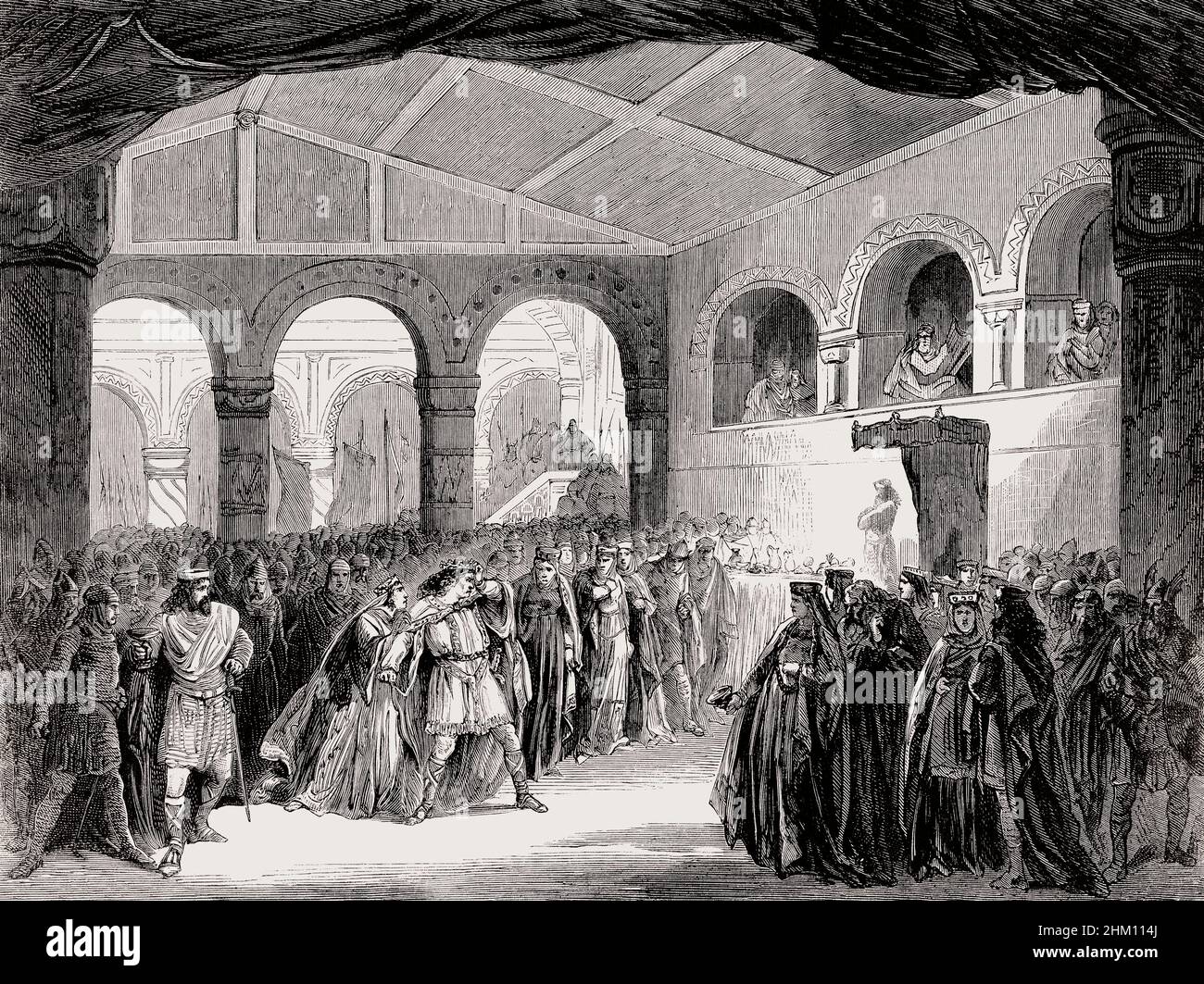 Macbeth de Giuseppe Verdi, Acte 1, scène 2, première de la version française 1865, Théâtre Impérial lyrique, Paris, France Banque D'Images