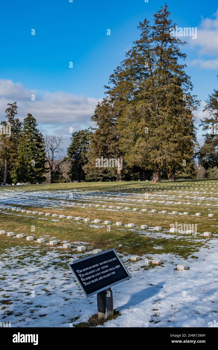 En fin d'après-midi au cimetière national de Gettysburg Banque D'Images