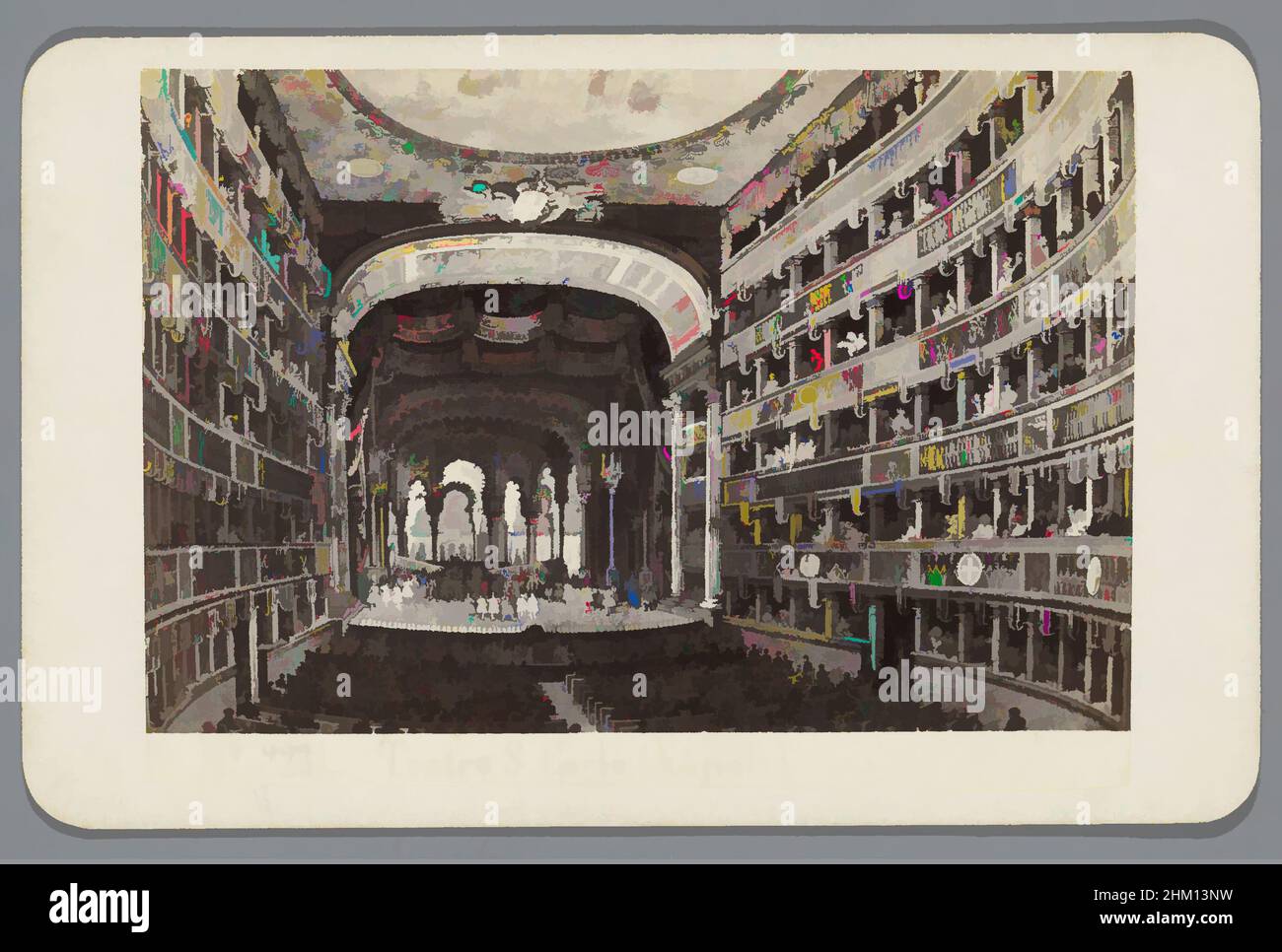 Art inspiré par la photoréproduction d'un imprimé du Teatro San Carlo, Naples, Teatro S.Carlo (Naples), Giorgio Sommer, Naples, 1865 - 1888, carton, papier, imprimé albumine, hauteur 66 mm × largeur 103 mm, oeuvres classiques modernisées par Artotop avec une touche de modernité. Formes, couleur et valeur, impact visuel accrocheur sur l'art émotions par la liberté d'œuvres d'art d'une manière contemporaine. Un message intemporel qui cherche une nouvelle direction créative. Artistes qui se tournent vers le support numérique et créent le NFT Artotop Banque D'Images