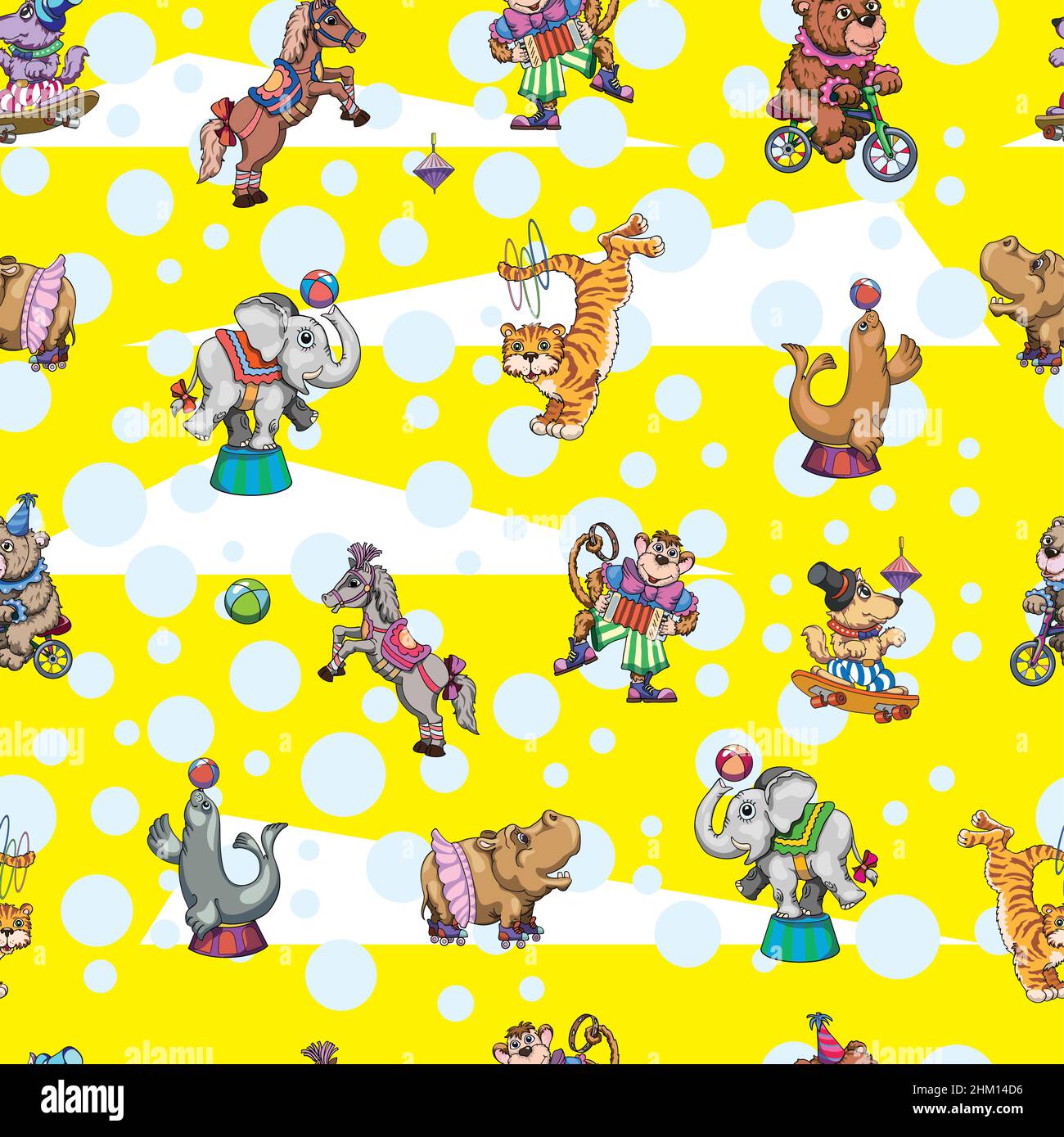 cirque, modèle, arène, animaux de cirque, spectacle,animaux amusants, motif enfants pour la décoration et le design, l'emballage et les affiches Illustration de Vecteur