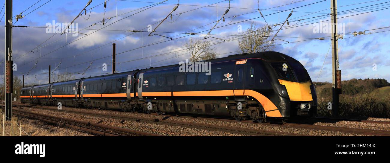 180 classe Zephyr, Grand Central trains, East Coast main Line Railway près du village d'Essendine, Rutland, Angleterre, Royaume-Uni Banque D'Images