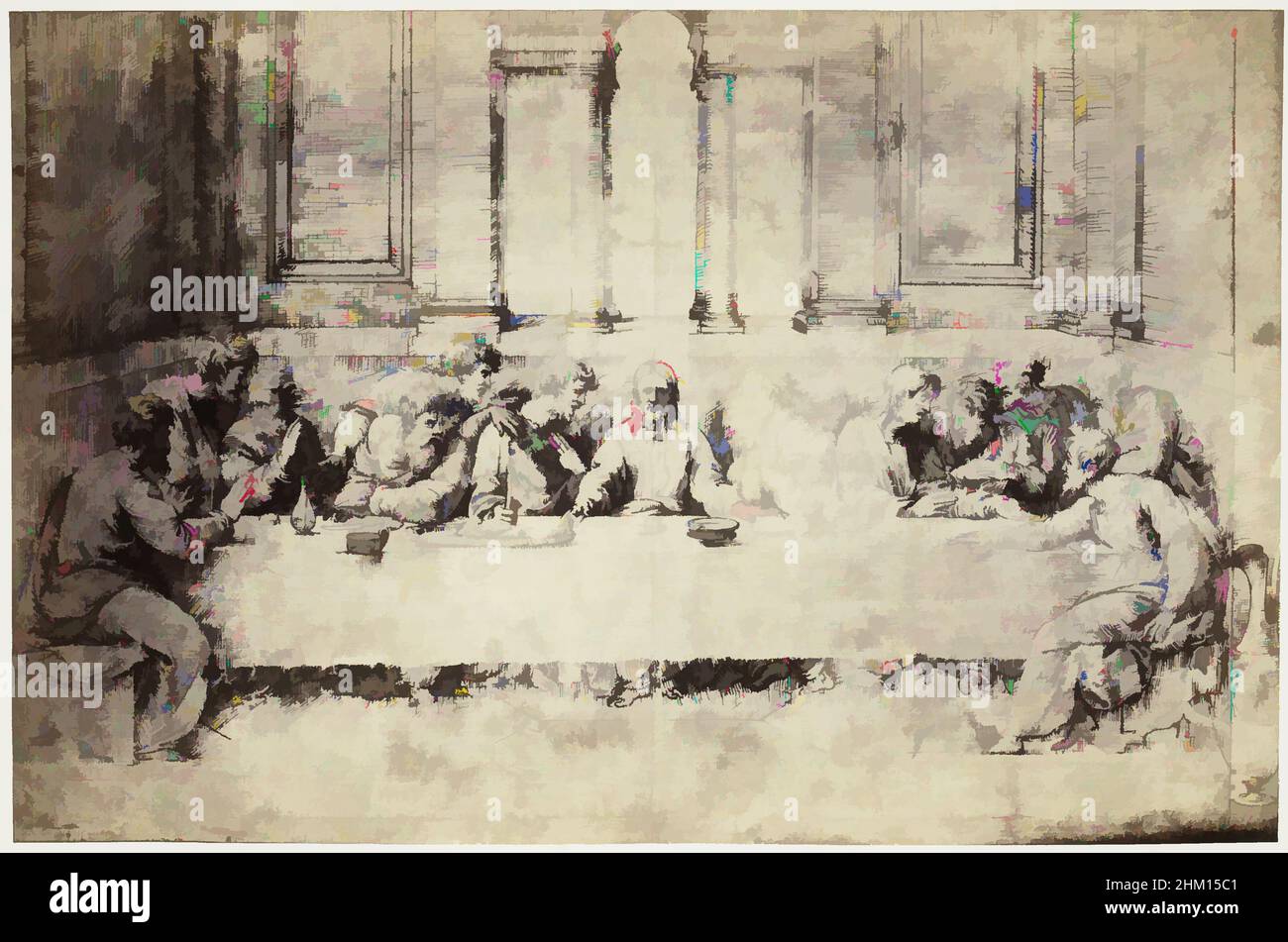 Art inspiré par la photoréproduction d'un dessin de Raphaël, la Cène, Charles Thurston Thompson, dessinateur intermédiaire: Rafaël, Château de Windsor, c. 1852 - avant 1857, papier, imprimé albumine, hauteur 230 mm × largeur 350 mm, oeuvres classiques modernisées par Artotop avec une touche de modernité. Formes, couleur et valeur, impact visuel accrocheur sur l'art émotions par la liberté d'œuvres d'art d'une manière contemporaine. Un message intemporel qui cherche une nouvelle direction créative. Artistes qui se tournent vers le support numérique et créent le NFT Artotop Banque D'Images