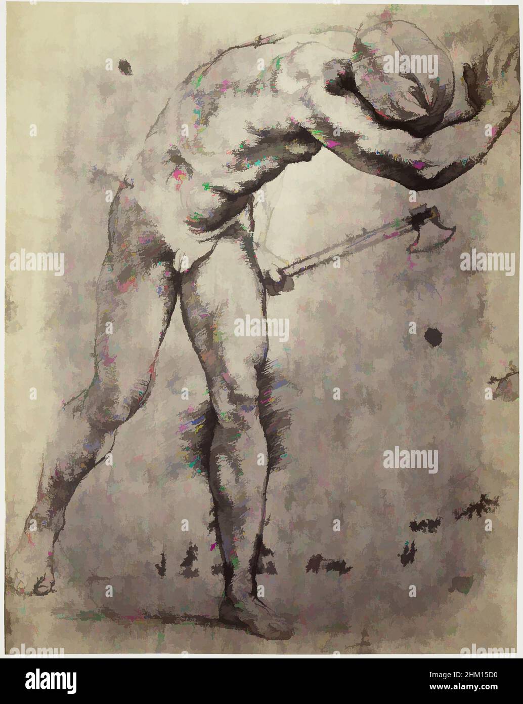 Art inspiré par la photoréproduction d'un dessin de Raphaël, homme à la hache, Charles Thurston Thompson, dessinateur intermédiaire: Rafaël, Windsor Castle, c. 1852 - avant 1857, papier, imprimé albumine, hauteur 321 mm × largeur 253 mm, oeuvres classiques modernisées par Artotop avec une touche de modernité. Formes, couleur et valeur, impact visuel accrocheur sur l'art émotions par la liberté d'œuvres d'art d'une manière contemporaine. Un message intemporel qui cherche une nouvelle direction créative. Artistes qui se tournent vers le support numérique et créent le NFT Artotop Banque D'Images