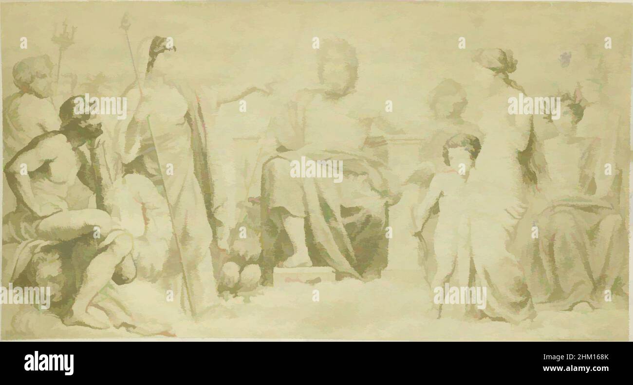 Art inspiré par la photoréproduction d'une peinture, représentant un rassemblement des dieux grecs, scène de l'Aeneid de Virgile, après:, c. 1853 - avant 1858, papier, imprimé albumine, hauteur 31 mm × largeur 60 mm, oeuvres classiques modernisées par Artotop avec une touche de modernité. Formes, couleur et valeur, impact visuel accrocheur sur l'art émotions par la liberté d'œuvres d'art d'une manière contemporaine. Un message intemporel qui cherche une nouvelle direction créative. Artistes qui se tournent vers le support numérique et créent le NFT Artotop Banque D'Images