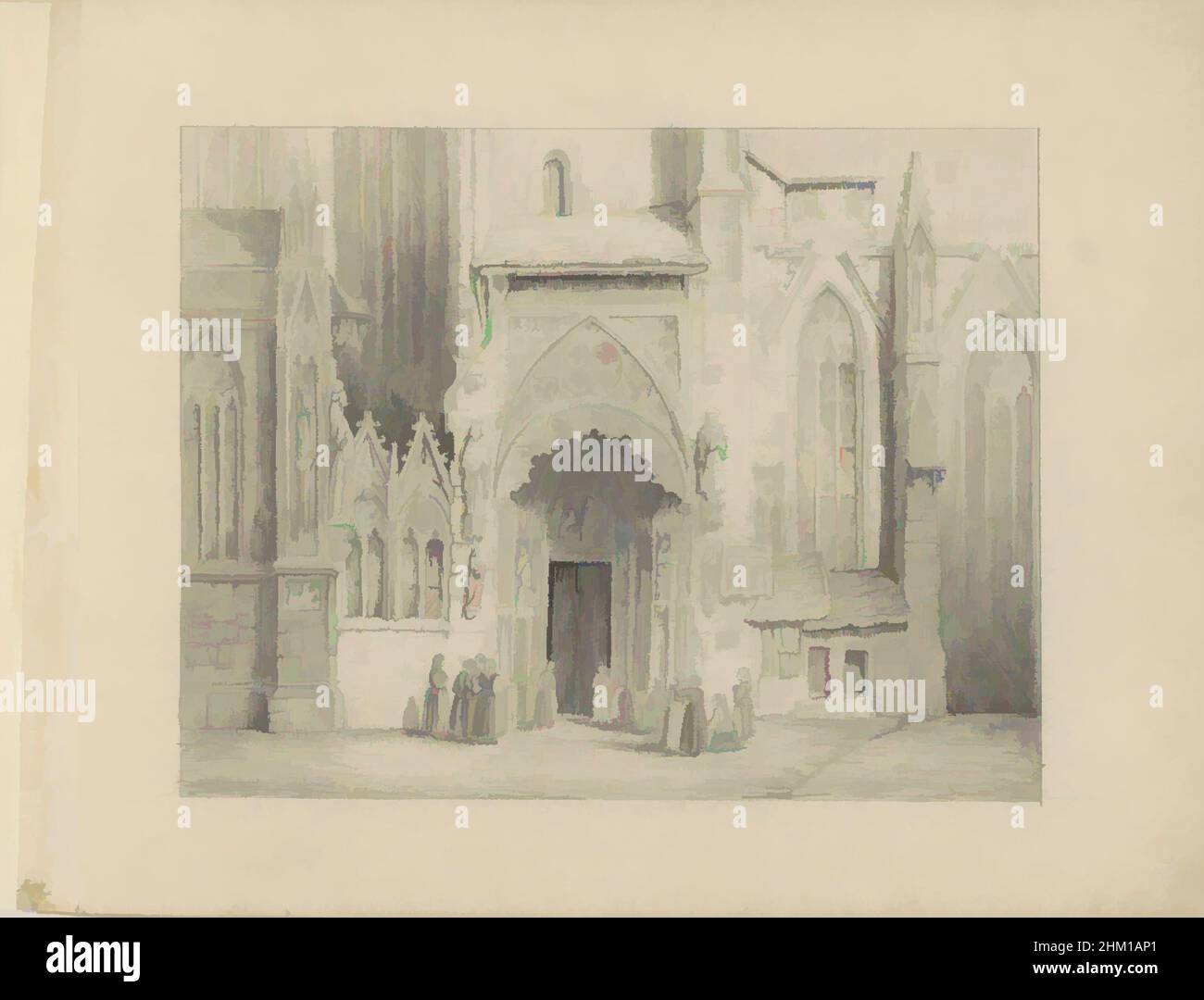 Art inspiré par les figures devant un portail de l'église Saint-Sebald de Nuremberg, feuille 10 recto d'un carnet de 37 feuilles, œuvres classiques modernisées par Artotop avec une touche de modernité. Formes, couleur et valeur, impact visuel accrocheur sur l'art émotions par la liberté d'œuvres d'art d'une manière contemporaine. Un message intemporel qui cherche une nouvelle direction créative. Artistes qui se tournent vers le support numérique et créent le NFT Artotop Banque D'Images