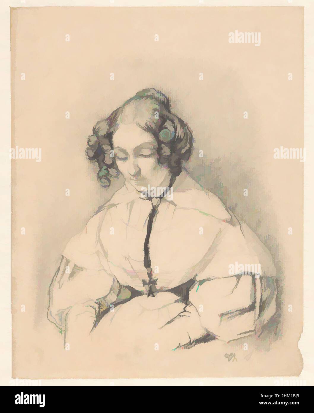 Art inspiré par Portrait d'une femme assise avec les yeux abaissés, dessinateur: Theodoor Schaepkens, 1820 - 1883, papier, crayon, Hauteur 213 mm × largeur 169 mm, oeuvres classiques modernisées par Artotop avec une touche de modernité. Formes, couleur et valeur, impact visuel accrocheur sur l'art émotions par la liberté d'œuvres d'art d'une manière contemporaine. Un message intemporel qui cherche une nouvelle direction créative. Artistes qui se tournent vers le support numérique et créent le NFT Artotop Banque D'Images