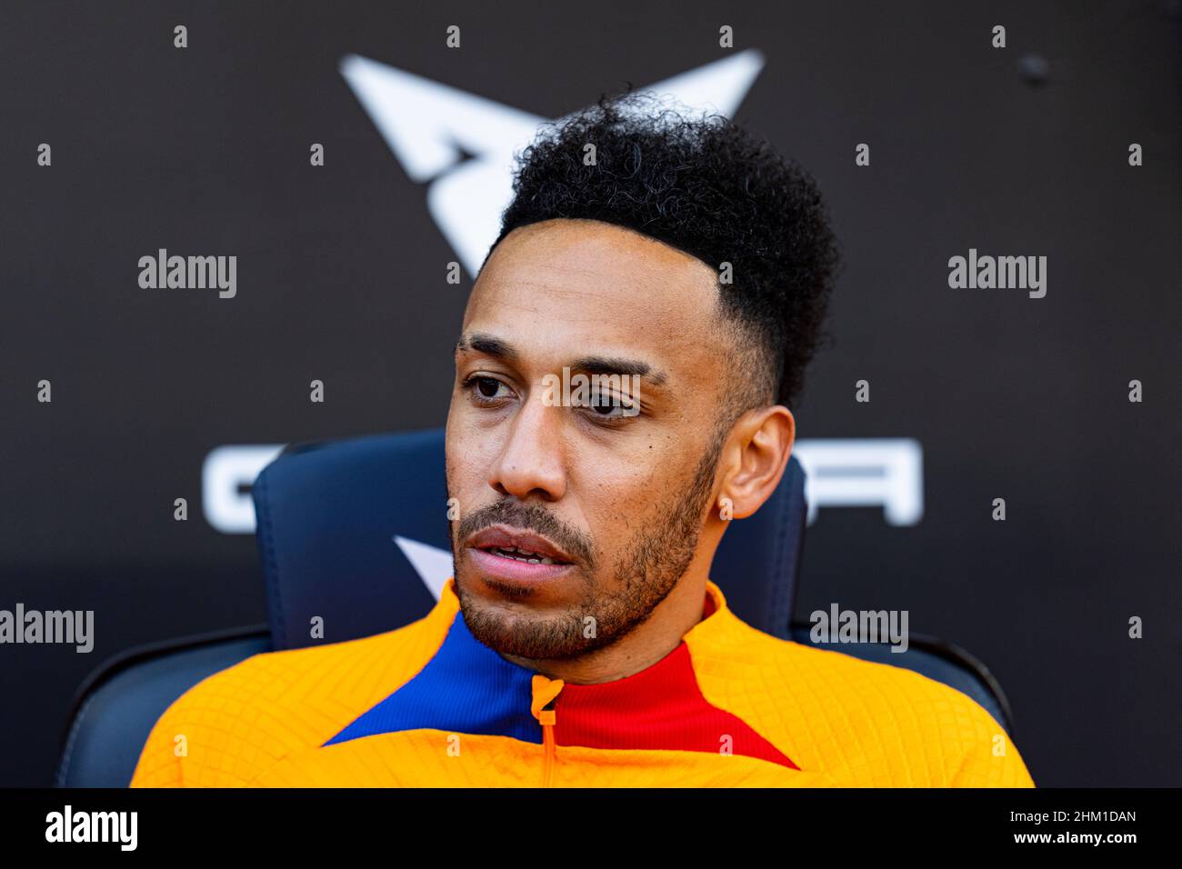 Barcelone, Espagne.6th févr. 2022.Pierre-Emerick Aubameyang (FC Barcelone) est photographié avant le match de football de la Liga entre le FC Barcelone et l'Atletico de Madrid, au stade Camp Nou de Barcelone, Espagne, le 6 février 2022.Foto: SIU Wu crédit: dpa/Alay Live News Banque D'Images