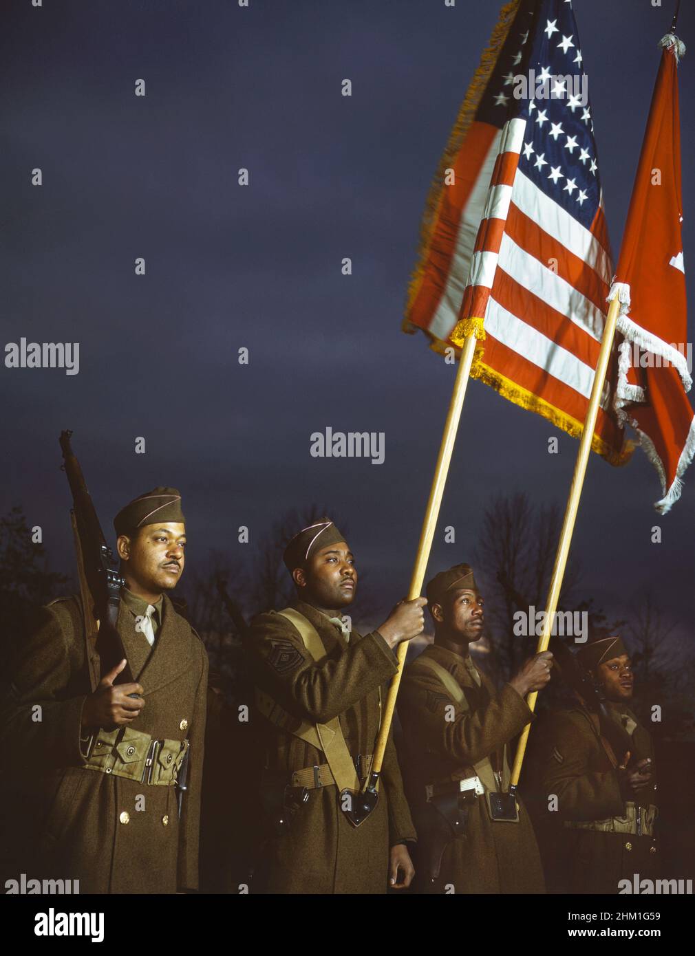 Color Guard, U.S. Army corps of Engineers, fort Belvoir, Virginie, États-Unis, U.S. Office of War information, 1944 Banque D'Images