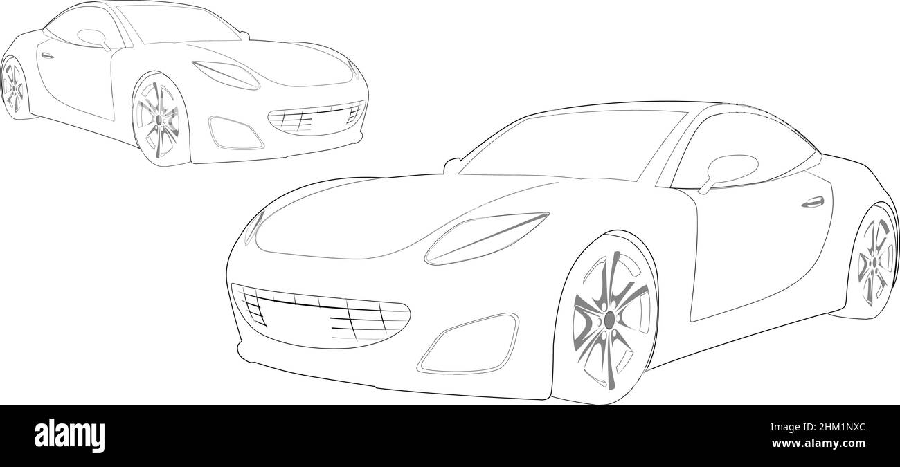 Les voitures de sport sont illustrées vectorielles sur fond blanc.Ensemble de voitures de sport modernes, collection de dessins au crayon Illustration de Vecteur