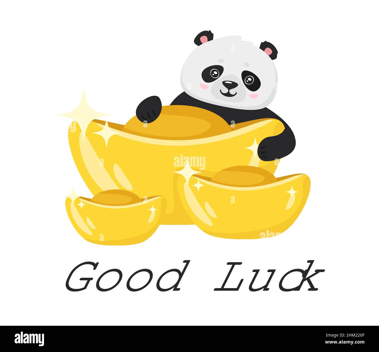 Illustration de panda avec lingots d'or de Chine Illustration de Vecteur