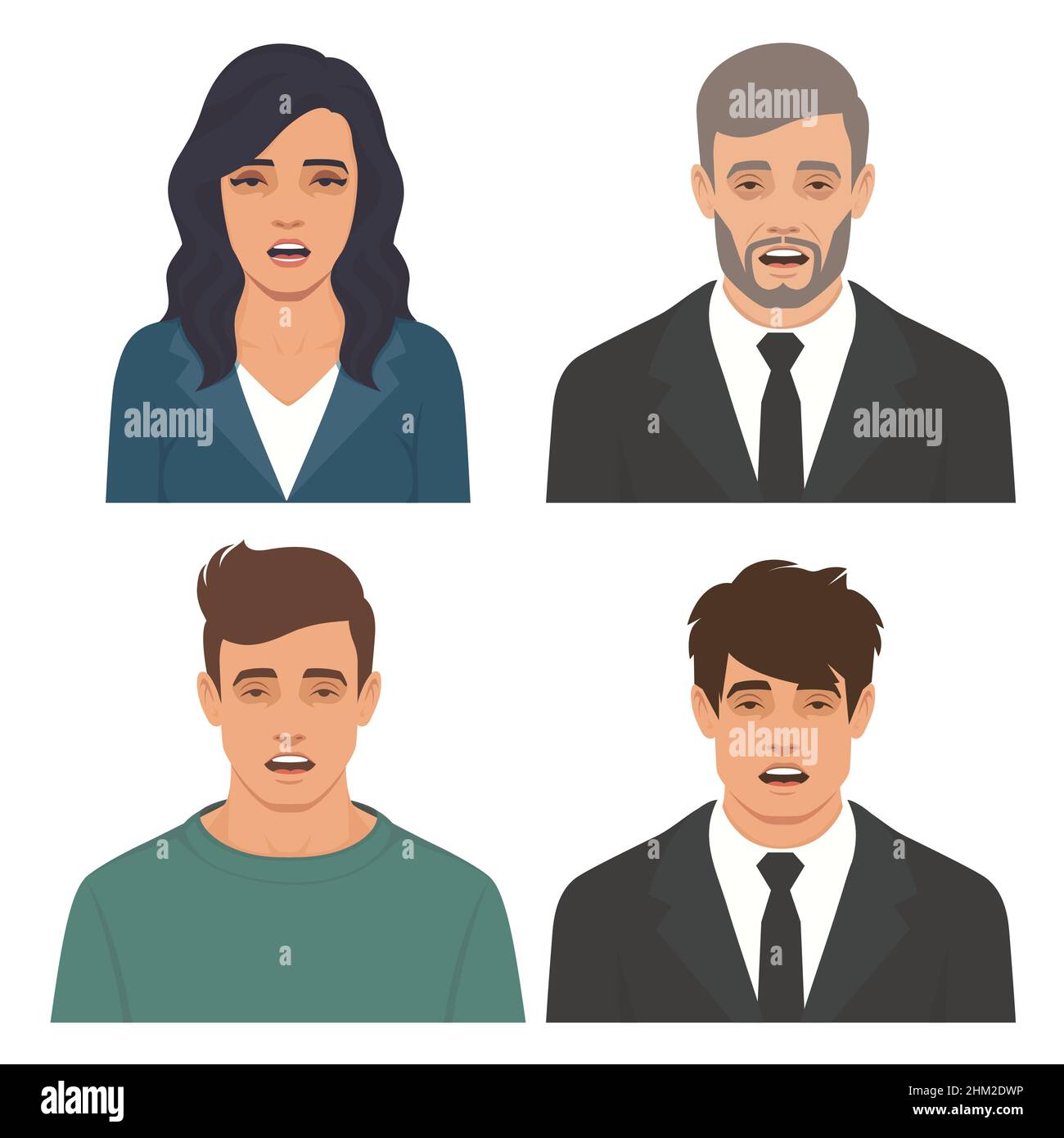 triste fatigué et autres émotions.Expressions du visage vecteur illustré joie malheureuse et bouleversé homme ensemble Illustration de Vecteur