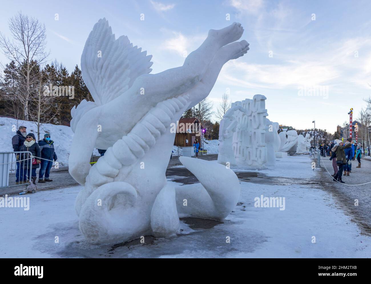 Breckenridge, Colorado - 30 janvier 2022 : Championnats internationaux de sculpture sur neige à Breckenridge, Colorado Banque D'Images