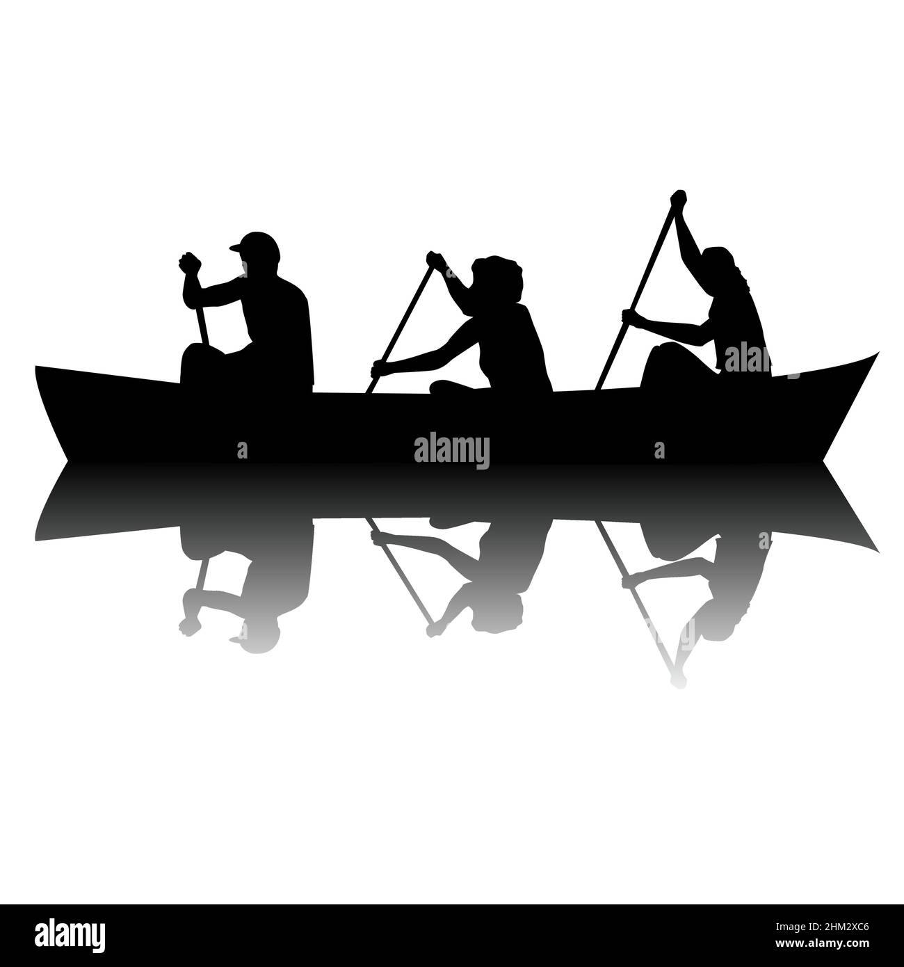 Équipe de bateaux isolée sur fond blanc avec des ombres Illustration de Vecteur
