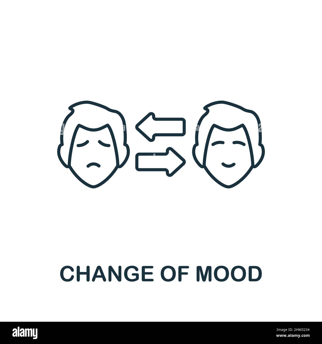Icône de changement d'humeur.Élément de ligne de la collection de psychothérapie.Signe d'icône de changement d'humeur linéaire pour le web design, infographies et plus encore. Illustration de Vecteur