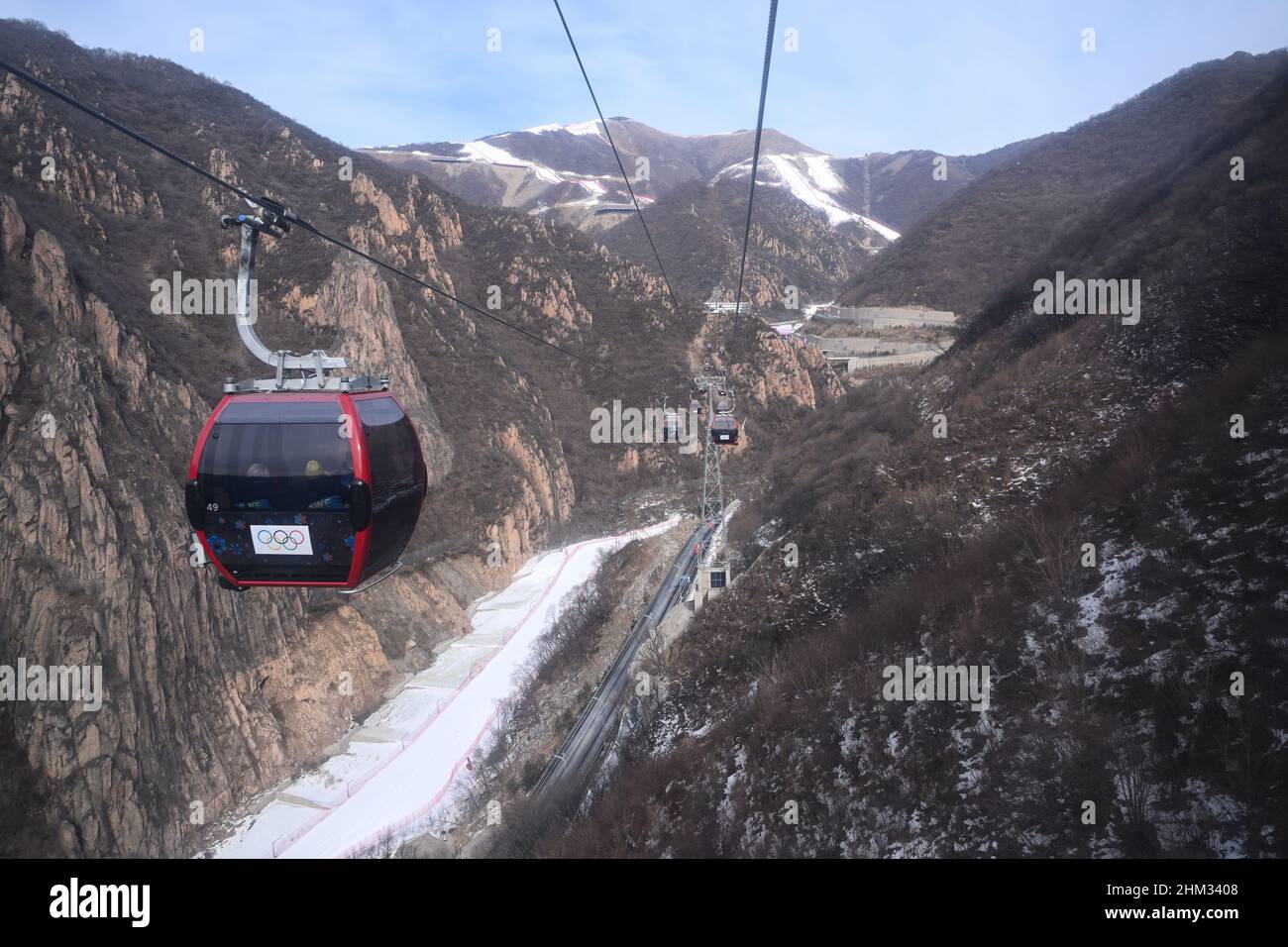 Yanqing, Chine.07th févr. 2022.Olympia, Centre national de ski alpin.Ascenseur pour le stade alpin.Credit: Robert Michael/dpa-Zentralbild/dpa/Alay Live News Banque D'Images