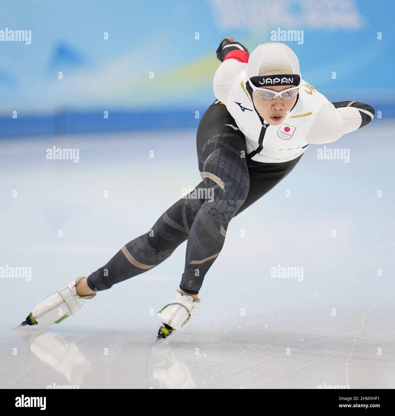 Pékin, Chine.7th février 2022.Nana Takagi, du Japon, participe au patinage de vitesse féminin de 1 500 mètres aux Jeux olympiques d'hiver de Beijing le 7 février 2022, à l'ovale national de patinage de vitesse de Beijing.(Kyodo)==Kyodo photo via crédit: Newscom/Alay Live News Banque D'Images
