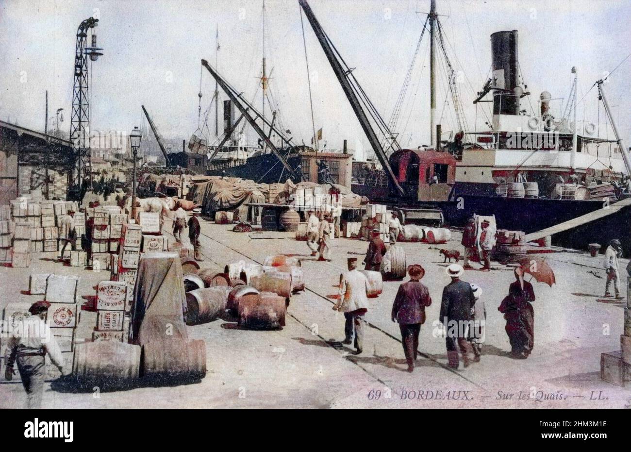 Les quais a Bordeaux vers 1900 Banque D'Images