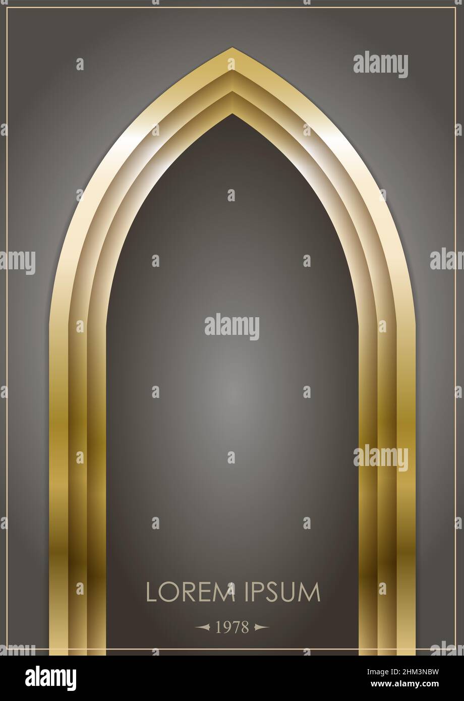 Arc arabe d'or ou de bronze sur fond sombre.Forme gothique.Graphiques vectoriels Illustration de Vecteur