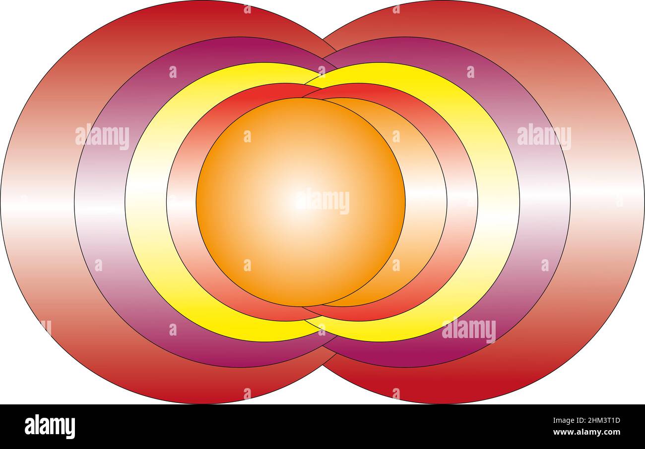 Illustration montrant l'objet résultant de la transformation des cercles. Banque D'Images