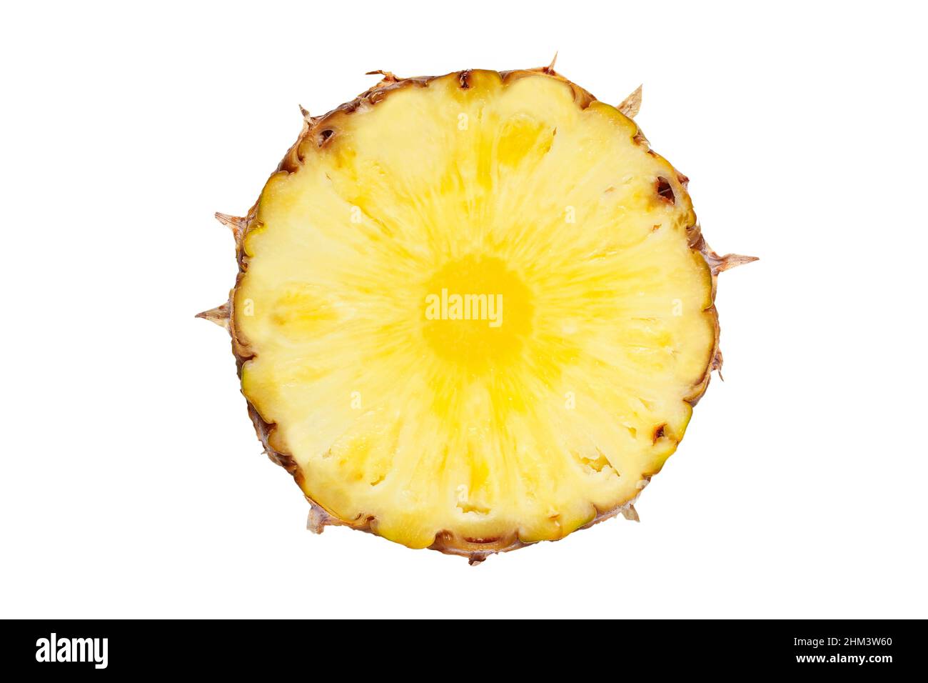 Gros plan de la tranche d'ananas isolée sur fond blanc Banque D'Images