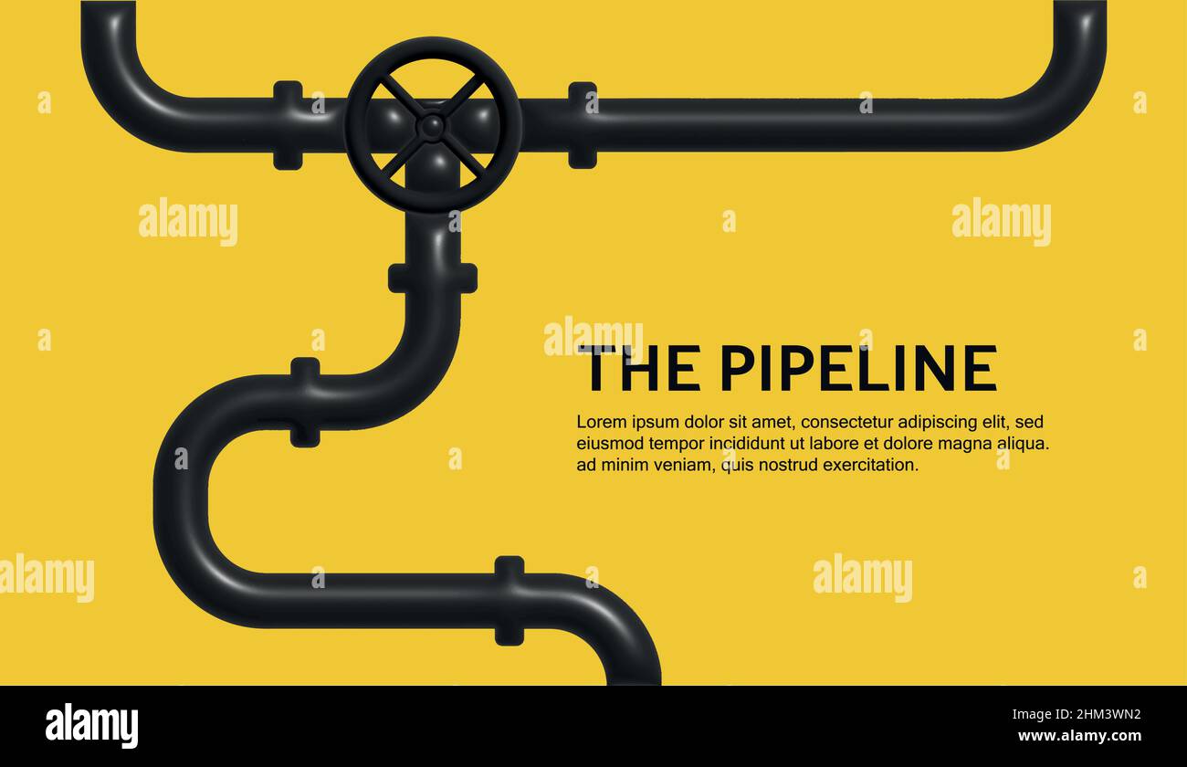 Black Pipeline 3D concept vectoriel.Conception plate à base de pétrole ou de gaz avec fond noir. Illustration de Vecteur
