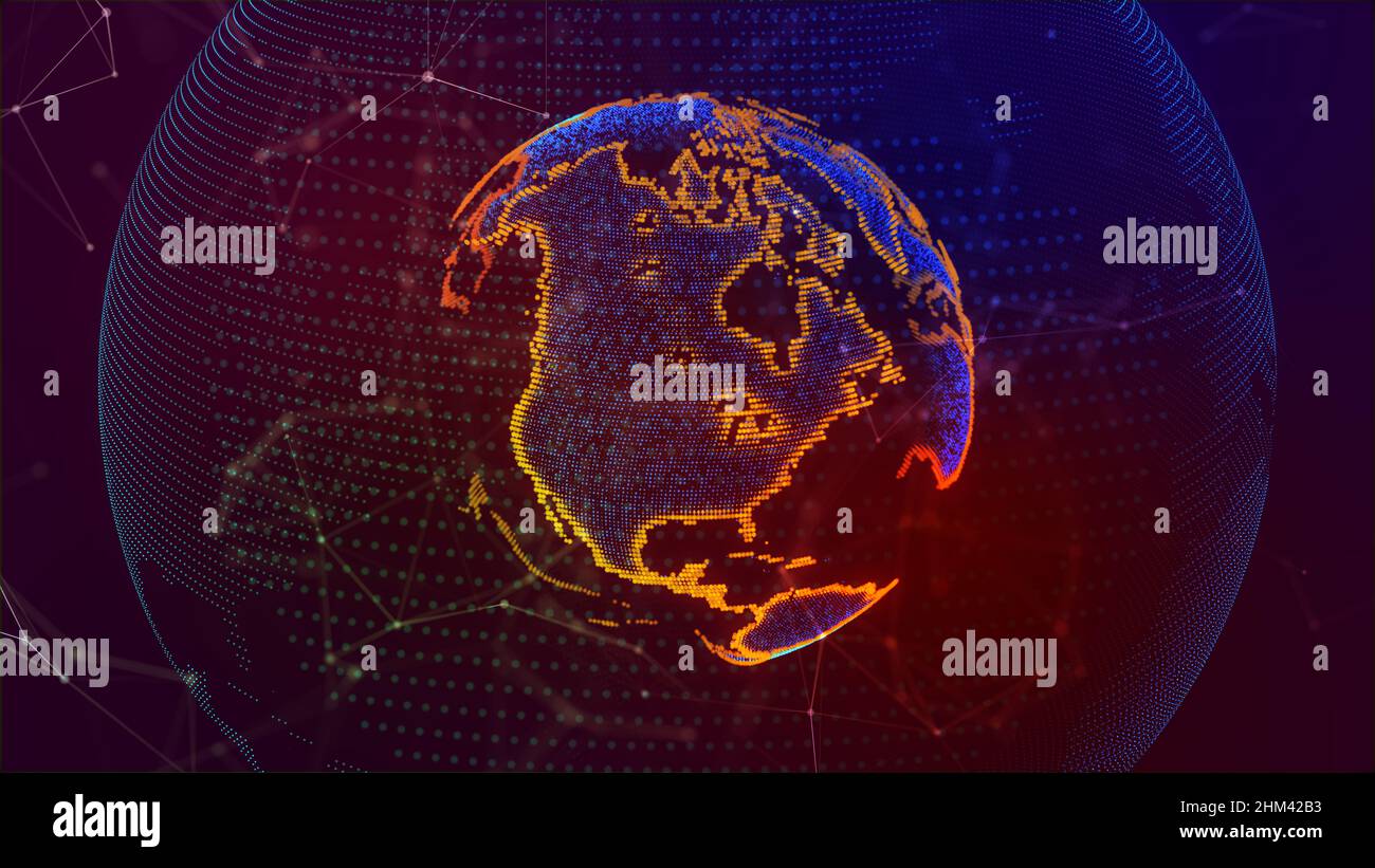 Technologies de communication pour les affaires d'Internet. Réseau mondial mondial et télécommunications sur terre. Illustration globe terrestre 3D Banque D'Images