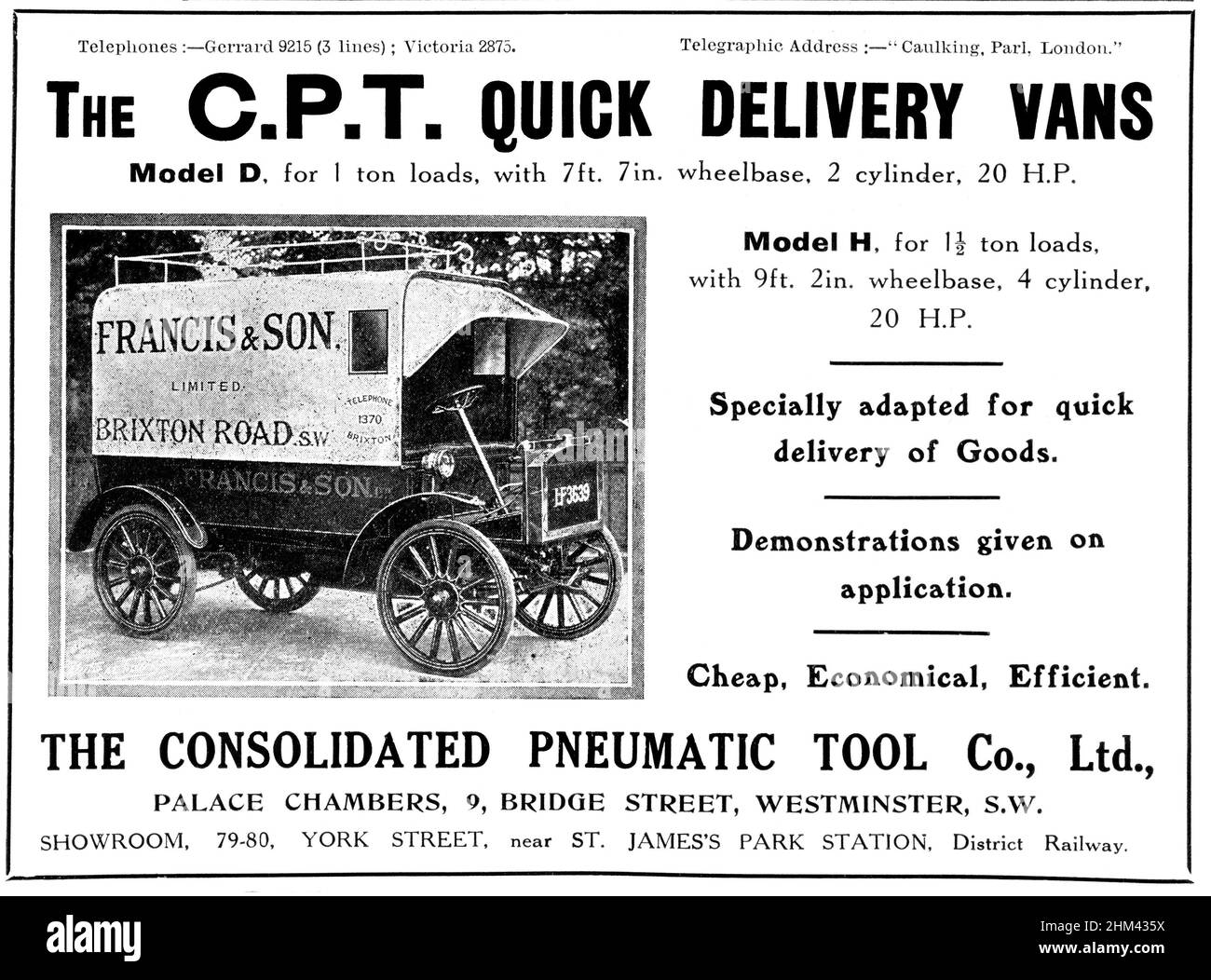 Une publicité vintage pour les camionnettes de livraison du journal commercial Grocer, 1914 Banque D'Images