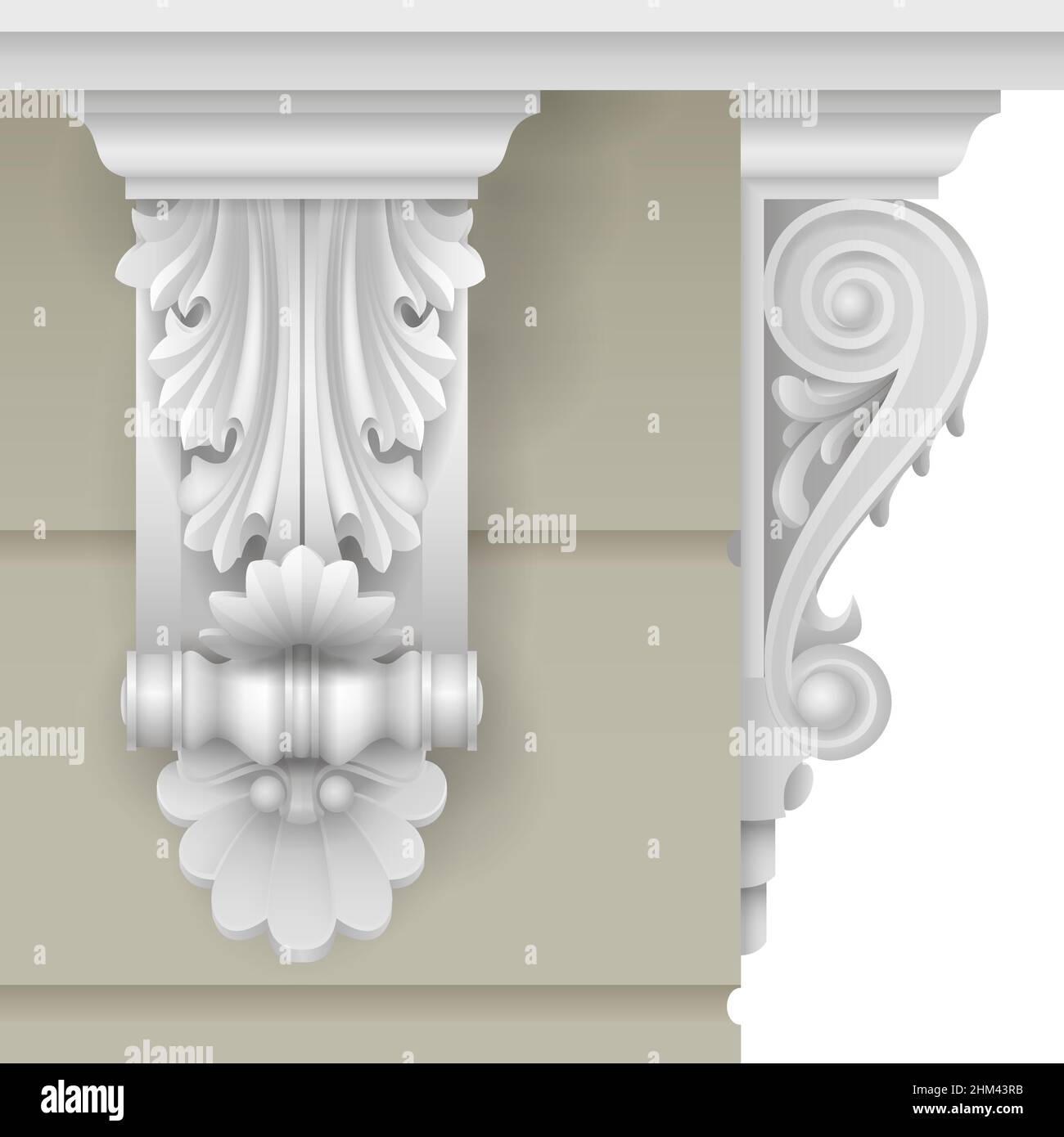 Façade architecturale support baroque classique pour la façade du bâtiment.Graphiques vectoriels. Illustration de Vecteur