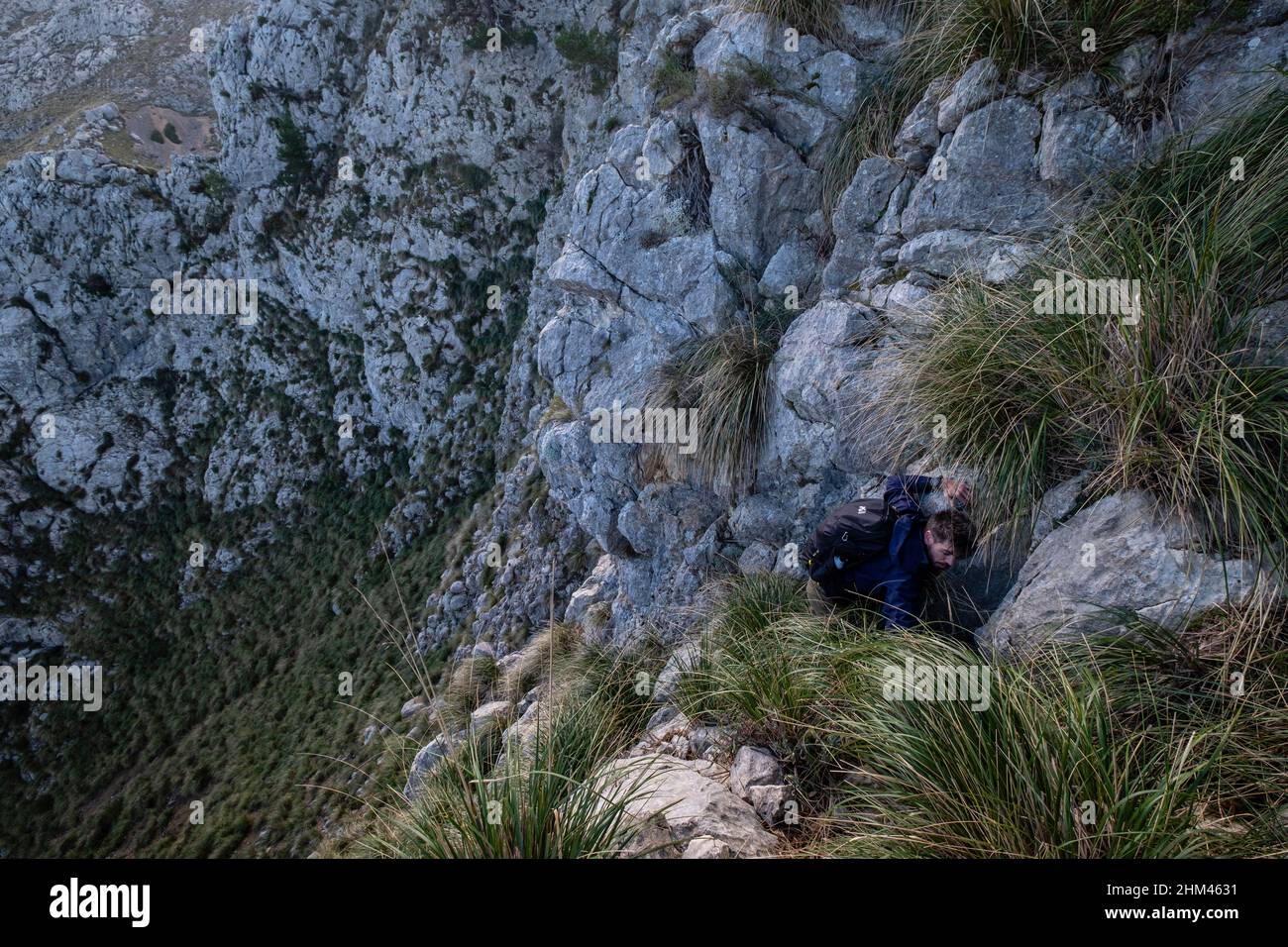 Route directe vers Morro den Pelut, 1323 mètres (Puig Major), Escorca, Majorque, Iles Baléares, Espagne Banque D'Images