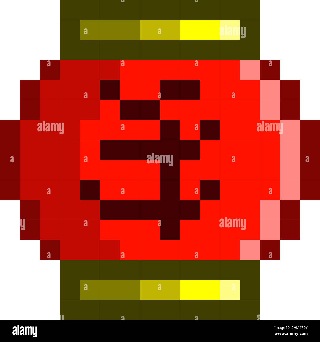Illustration de pixel de lanterne chinoise. Lumière rouge asiatique avec symbole.Illustration vectorielle simple, modifiable Illustration de Vecteur