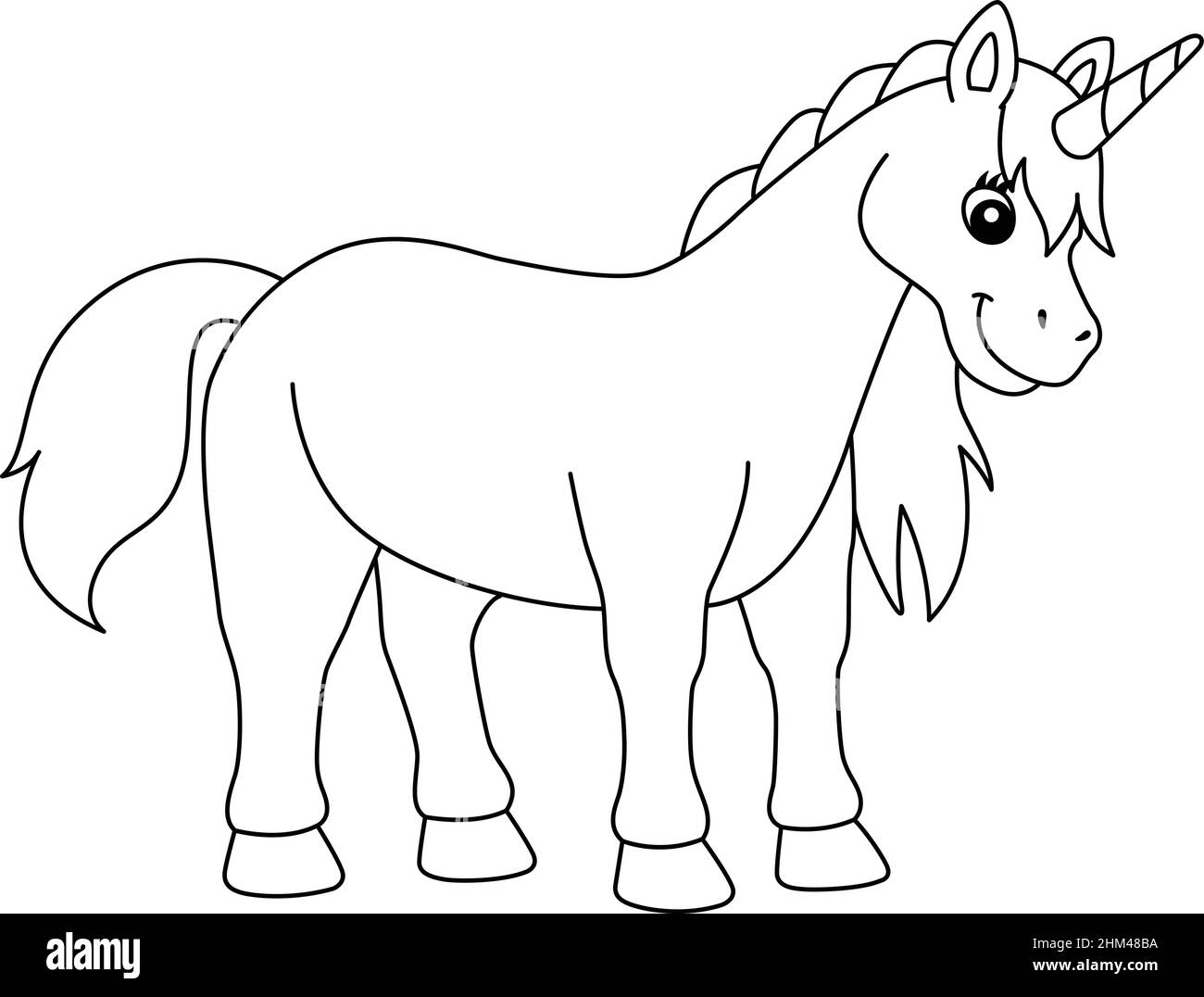 Page de coloriage de licorne debout isolée pour les enfants Illustration de Vecteur Page de coloriage de licorne debout isolée pour les enfants Illustration de Vecteur
