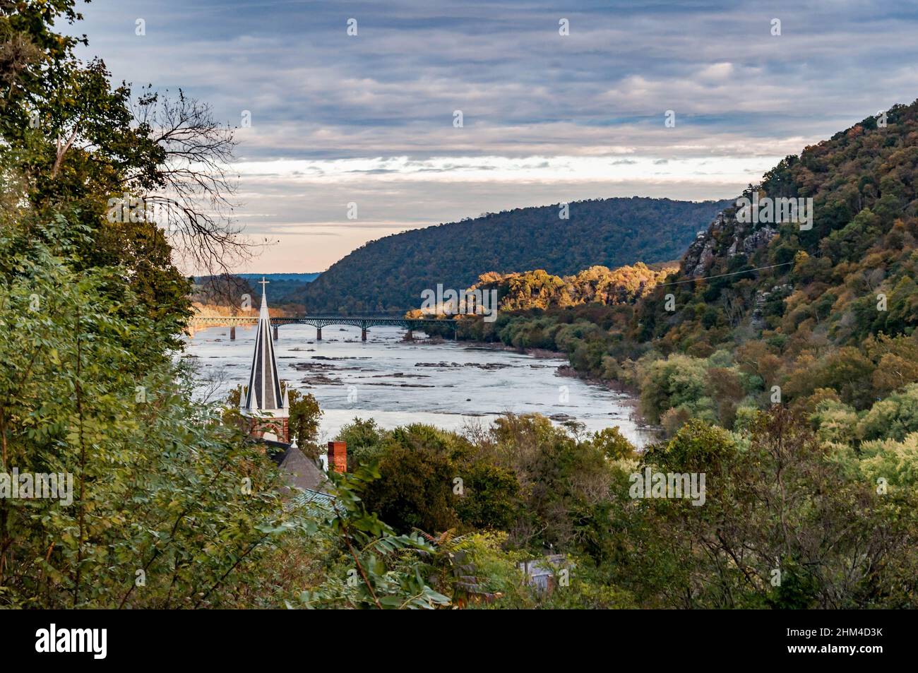 Un après-midi nuageux vue de Jefferson Rock, Appalachian Trail, Harpers Ferry, Virginie occidentale, États-Unis Banque D'Images