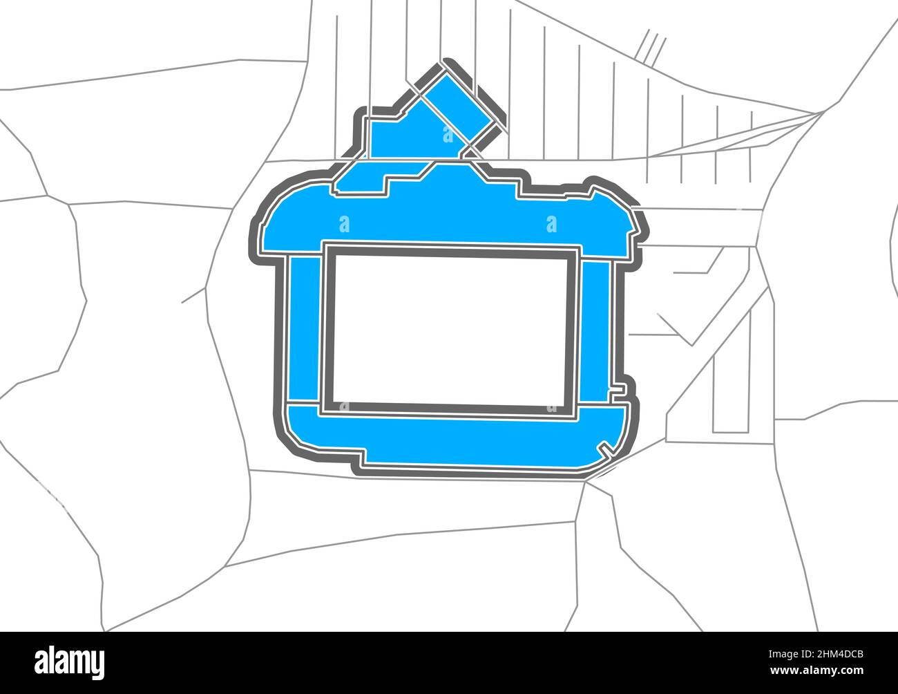 Heidenheim, stade de football, carte vectorielle.La carte bundesliga statium a été tracée avec des zones blanches et des lignes pour les routes principales, les routes latérales. Illustration de Vecteur