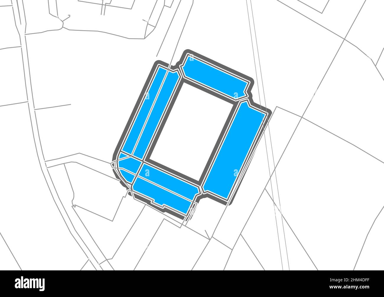 Hambourg, stade de football, carte vectorielle.La carte bundesliga statium a été tracée avec des zones blanches et des lignes pour les routes principales, les routes latérales. Illustration de Vecteur