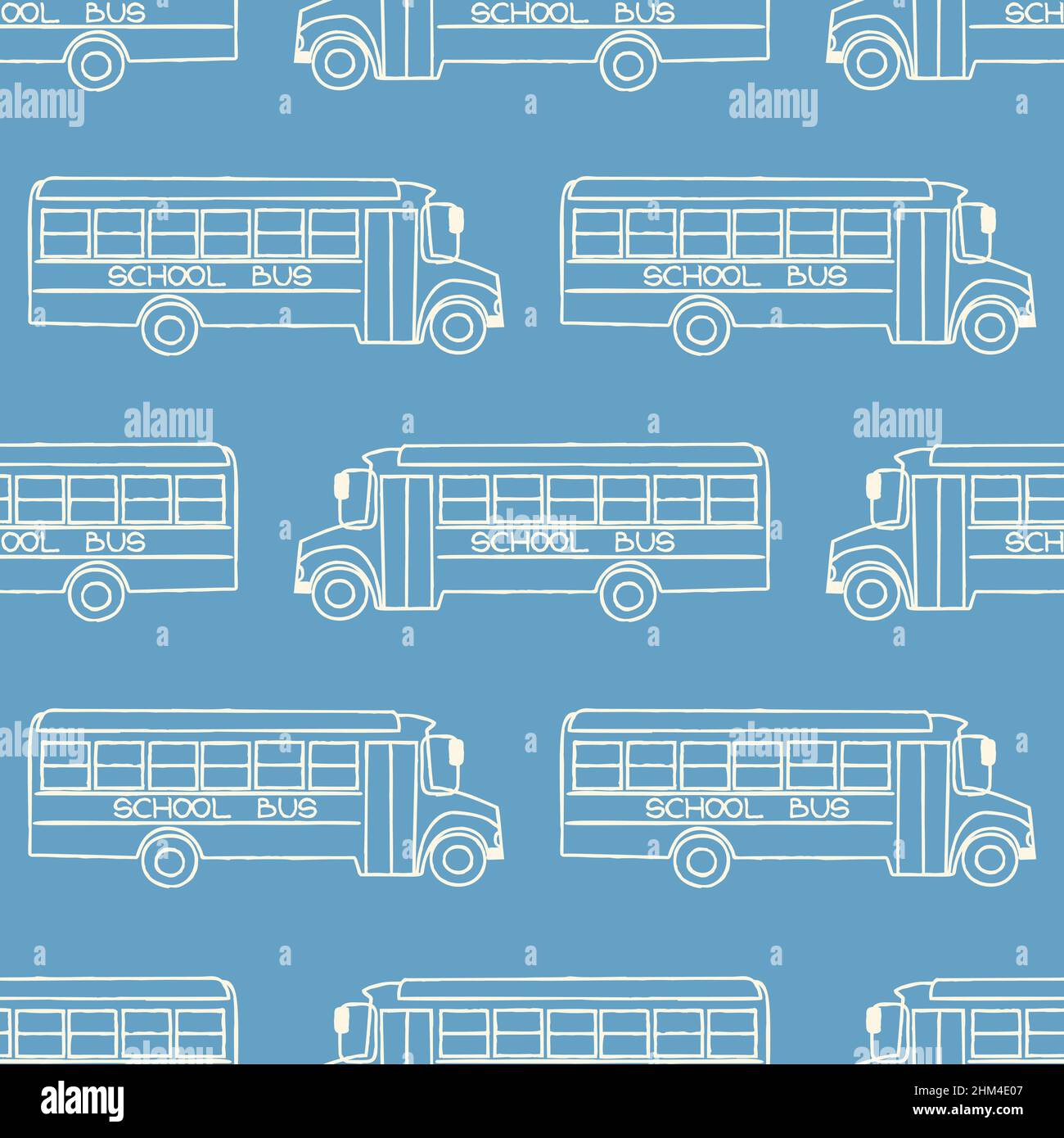 Motif sans couture avec bus scolaires, motif rentrée Illustration de Vecteur