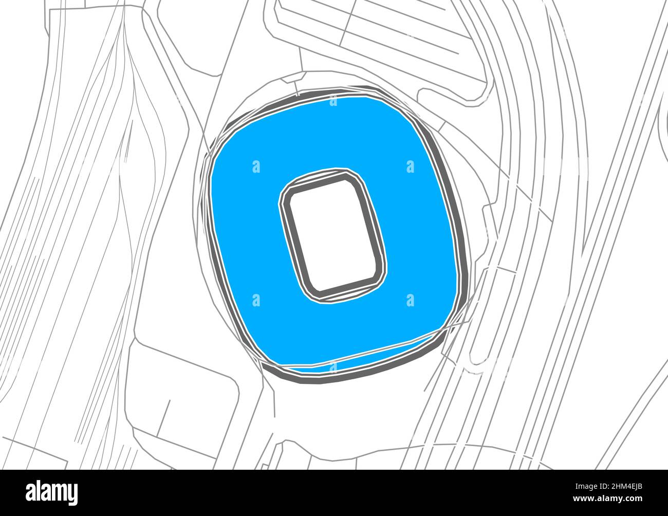 Munich, stade de football, carte vectorielle.La carte bundesliga statium a été tracée avec des zones blanches et des lignes pour les routes principales, les routes latérales. Illustration de Vecteur