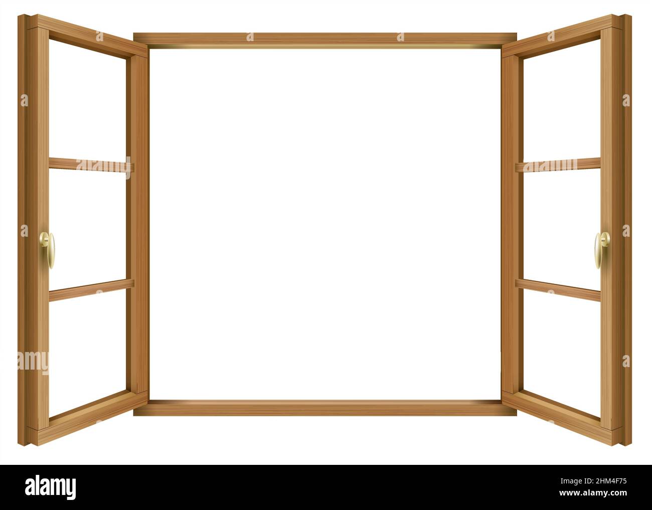 Fenêtre ouverte classique en bois Illustration de Vecteur
