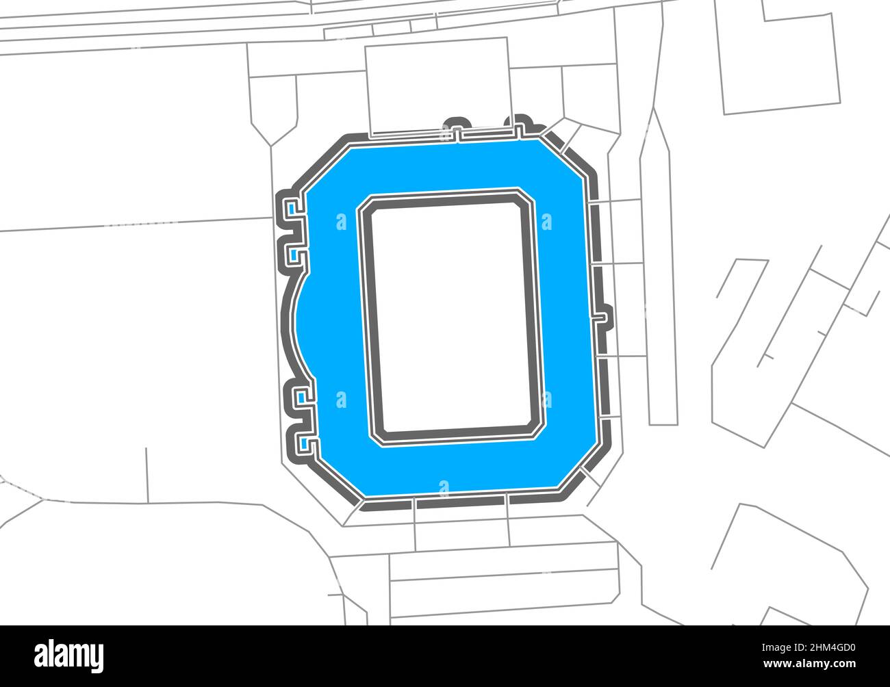 Rostock, stade de football, carte vectorielle.La carte bundesliga statium a été tracée avec des zones blanches et des lignes pour les routes principales, les routes latérales. Illustration de Vecteur